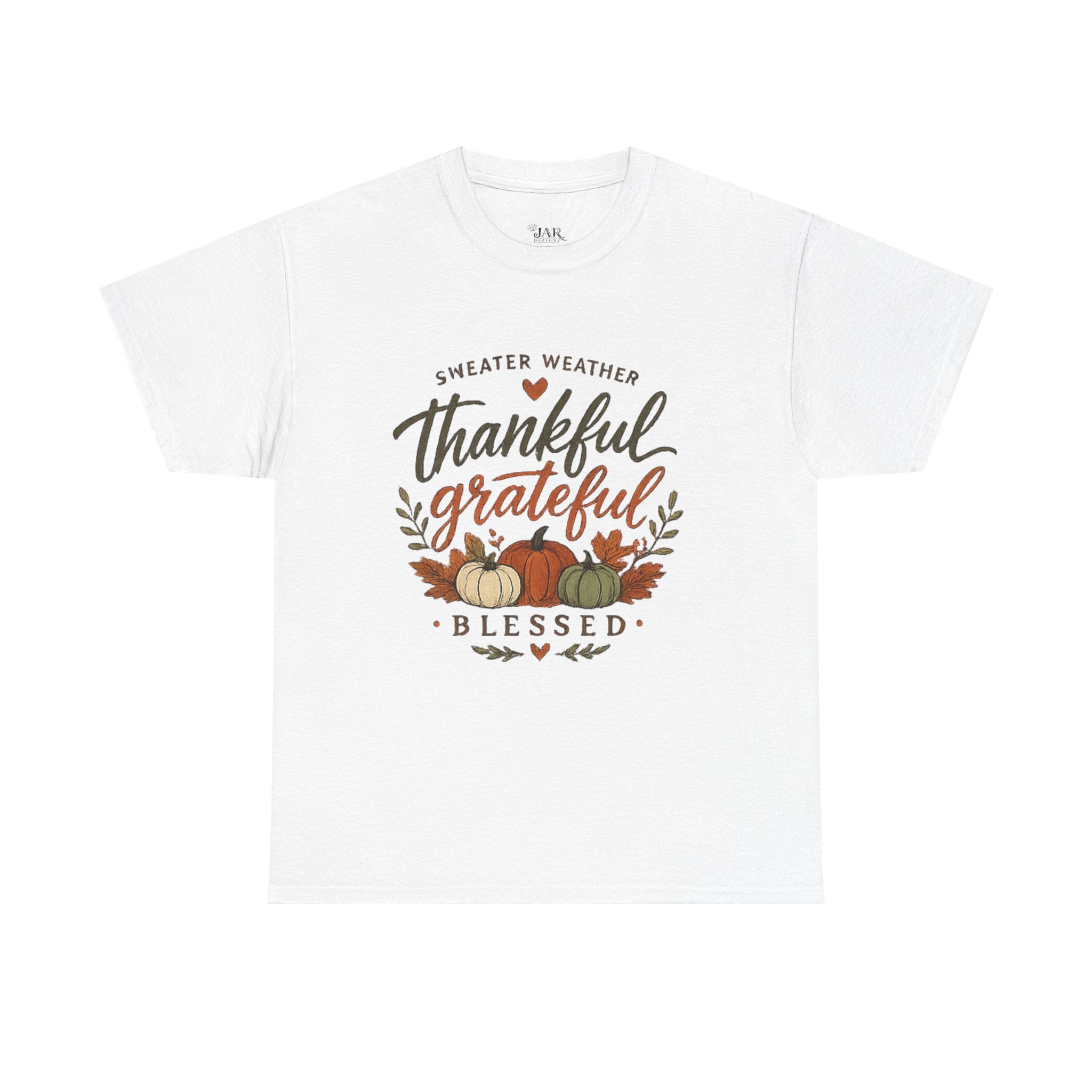 Thankful Grateful Blessed Fall Tee — Pumpkin Autumn Thanksgiving T-Shirt
