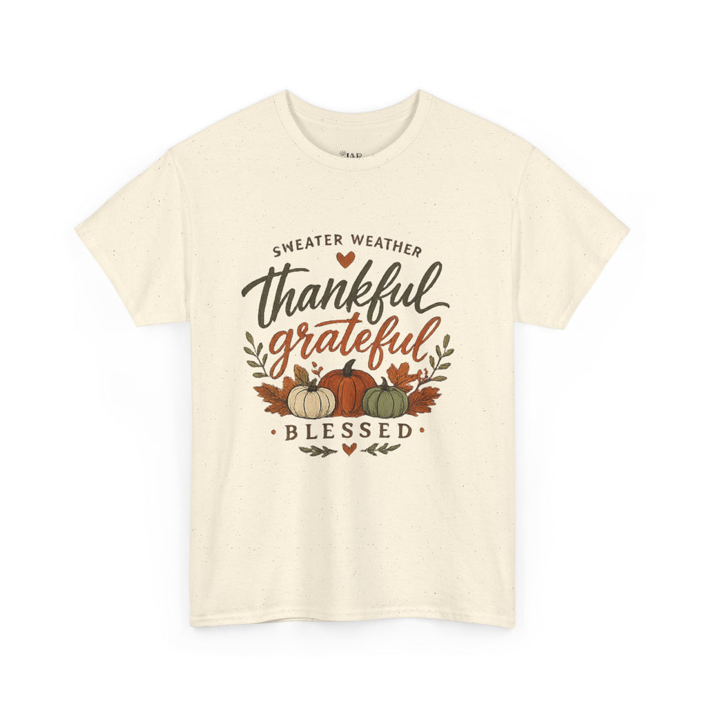 Thankful Grateful Blessed Fall Tee — Pumpkin Autumn Thanksgiving T-Shirt
