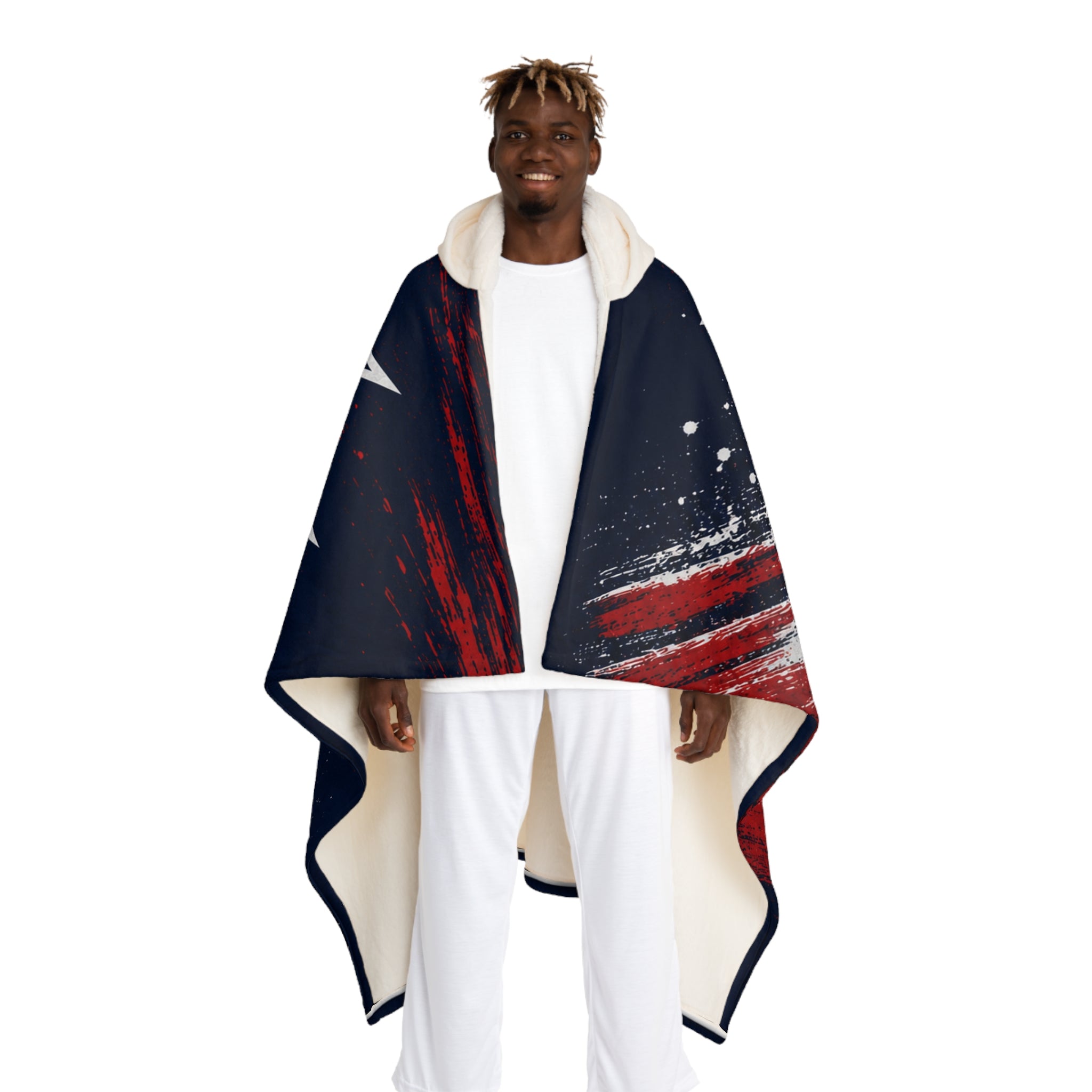 Boom Mom Hooded Sherpa Blanket — Cozy Patriotic Fleece Throw