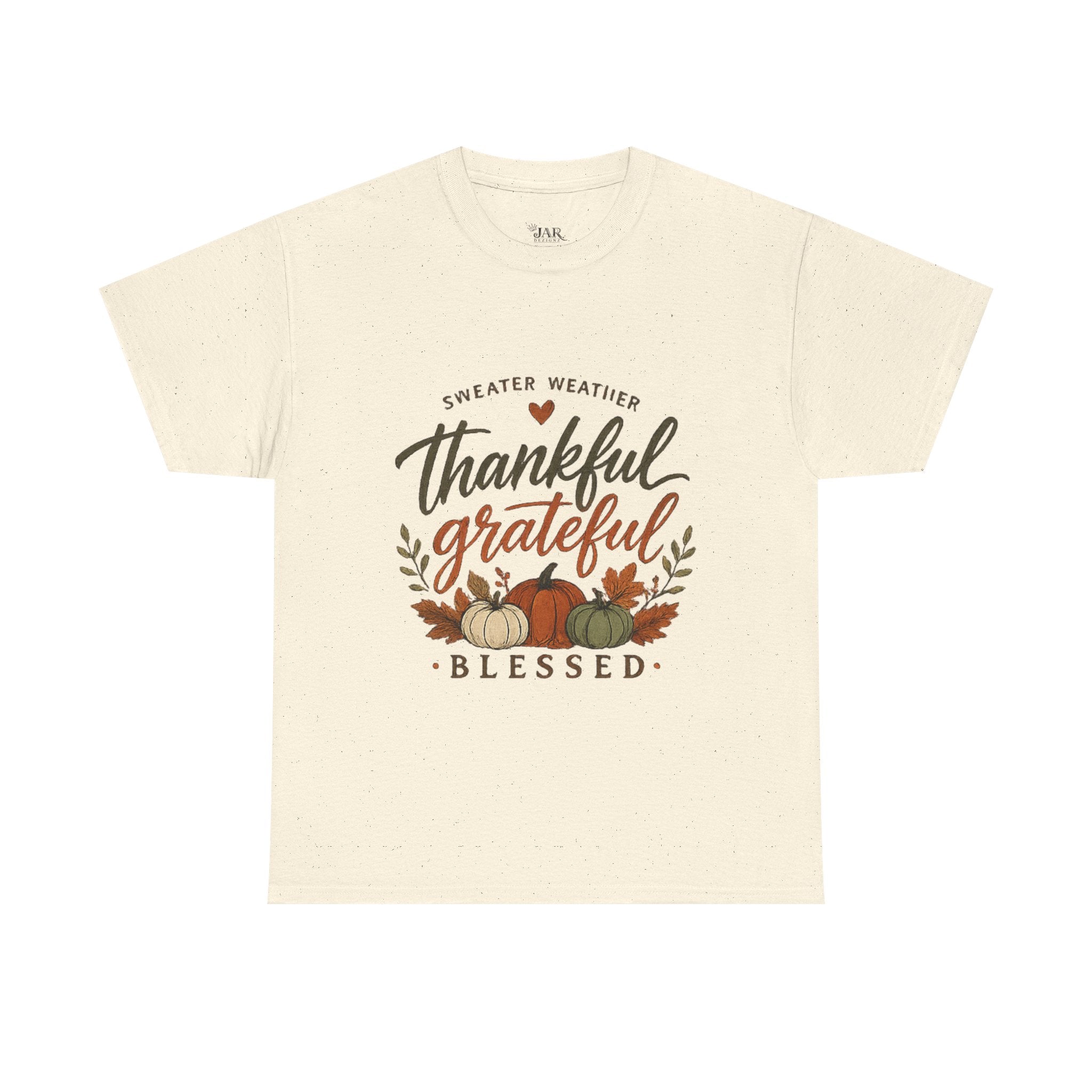 Fall Thankful Grateful Blessed T-Shirt — Pumpkin Autumn Thanksgiving Tee