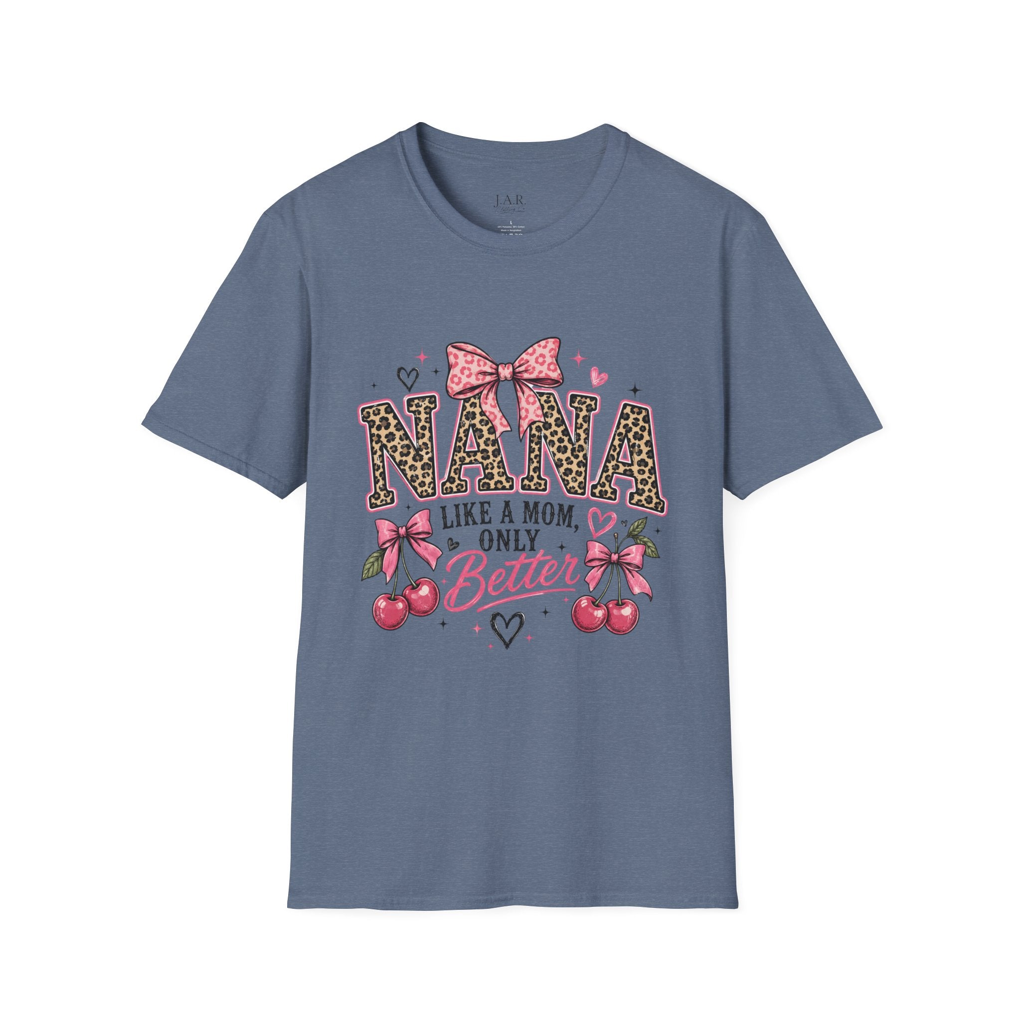 Leopard Print NANA with Pink Bow T-Shirt | Grandma Mom Love