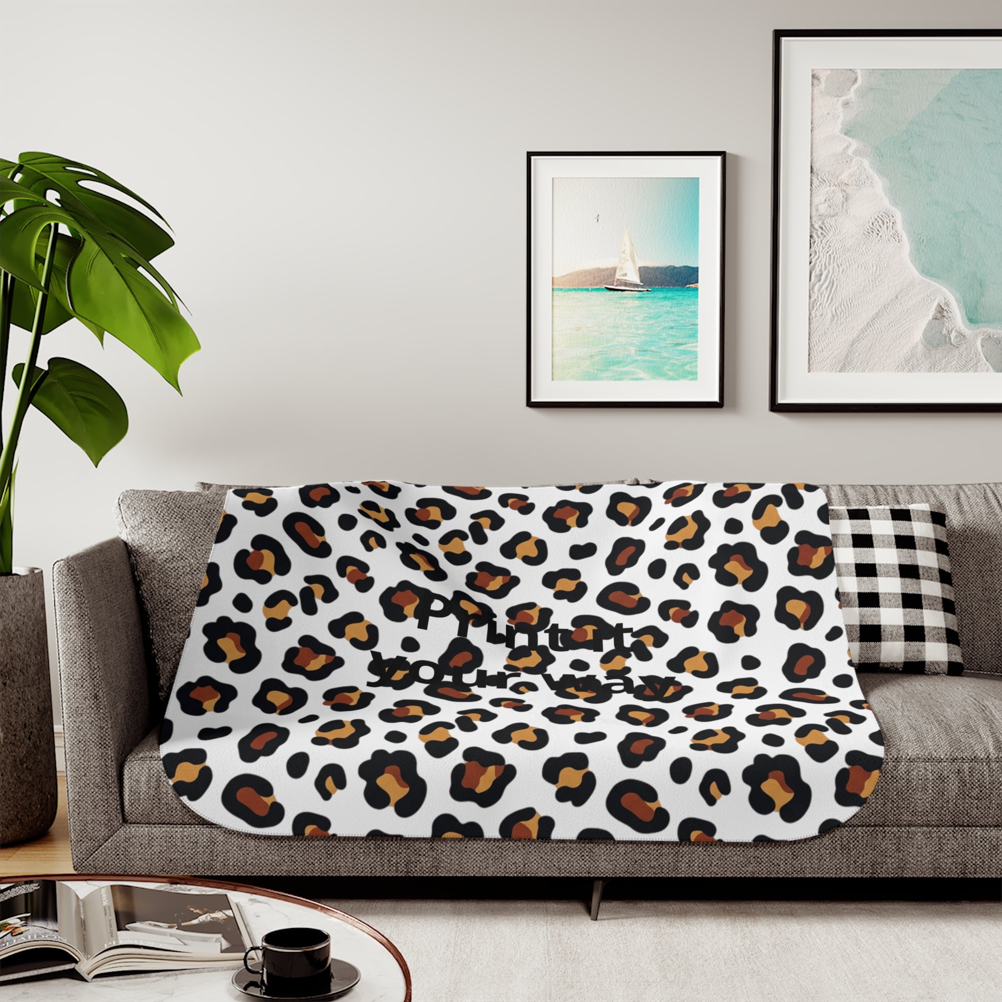 Leopard Print Sherpa Blanket | Animal Print Cozy Throw