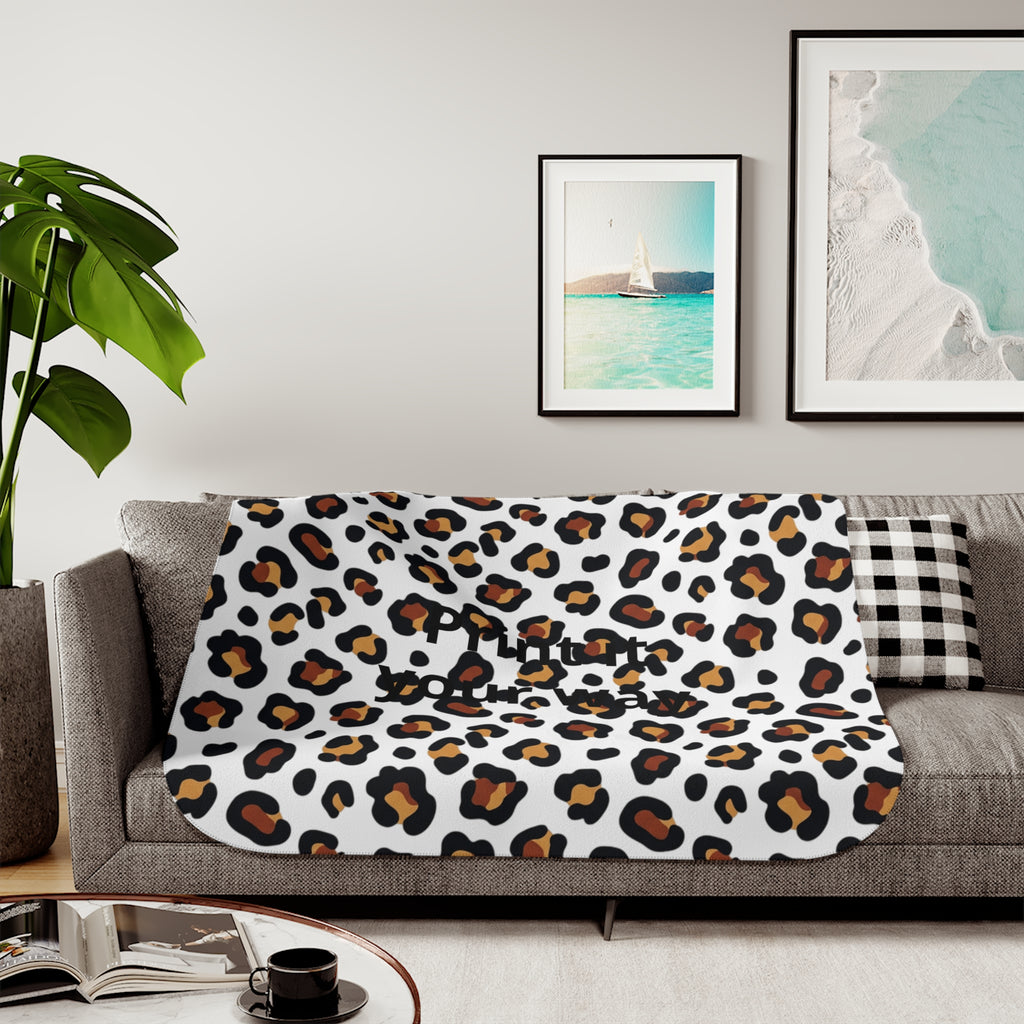 Leopard Print Sherpa Blanket | Animal Print Cozy Throw