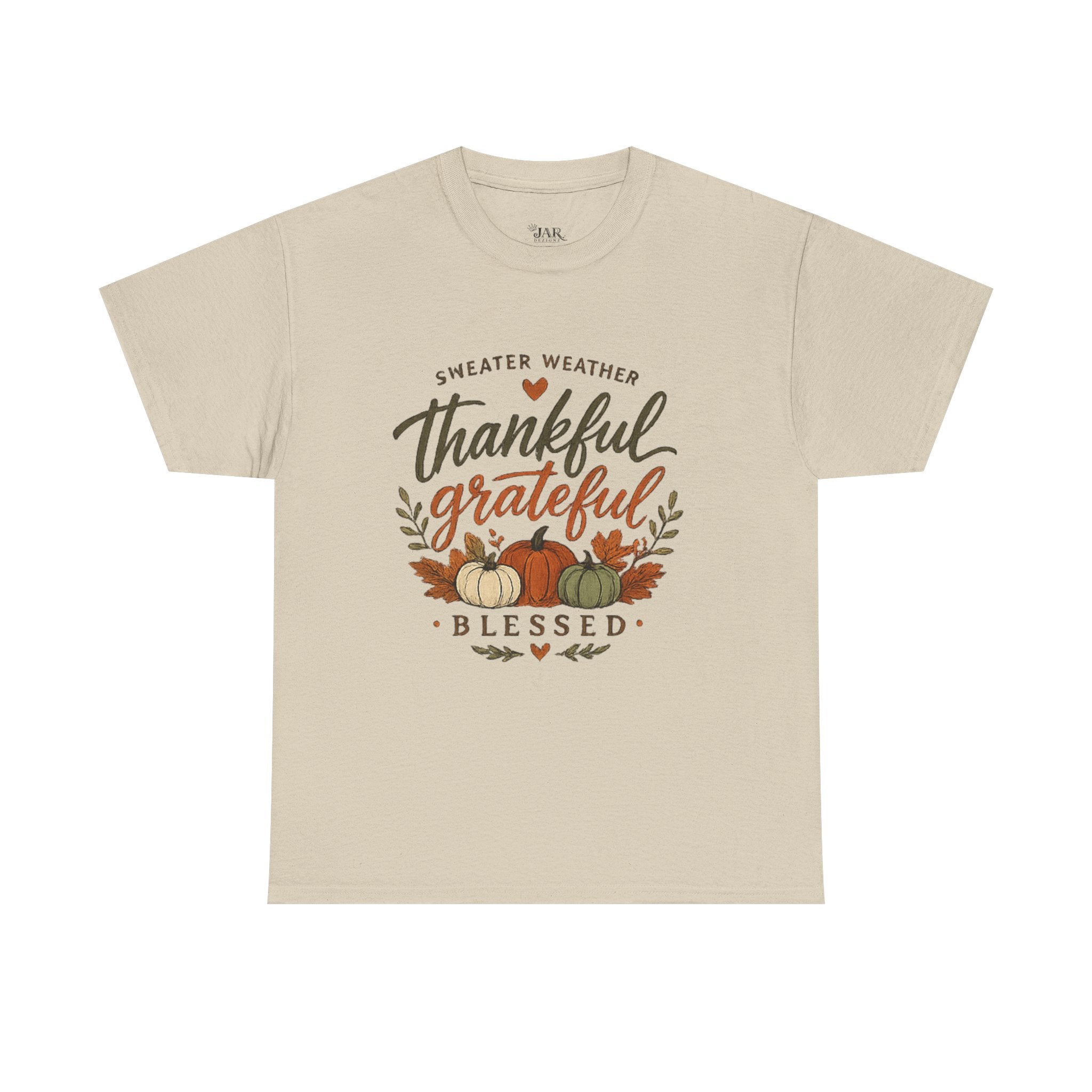 Thankful Grateful Blessed Fall Tee — Pumpkin Autumn Thanksgiving T-Shirt