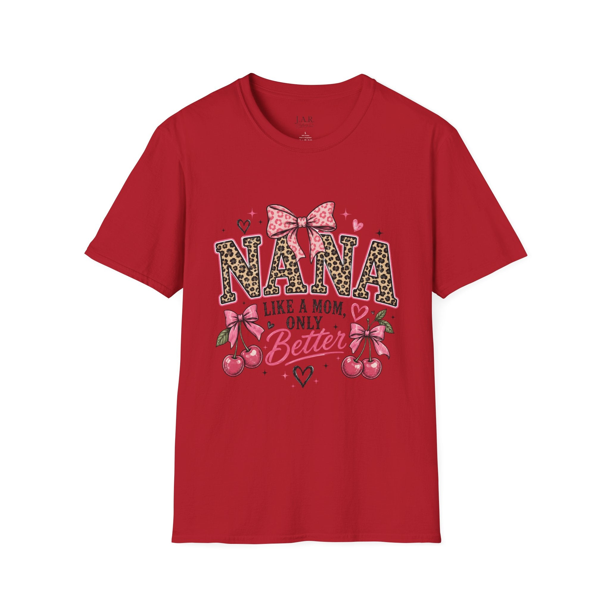 Leopard Print NANA with Pink Bow T-Shirt | Grandma Mom Love