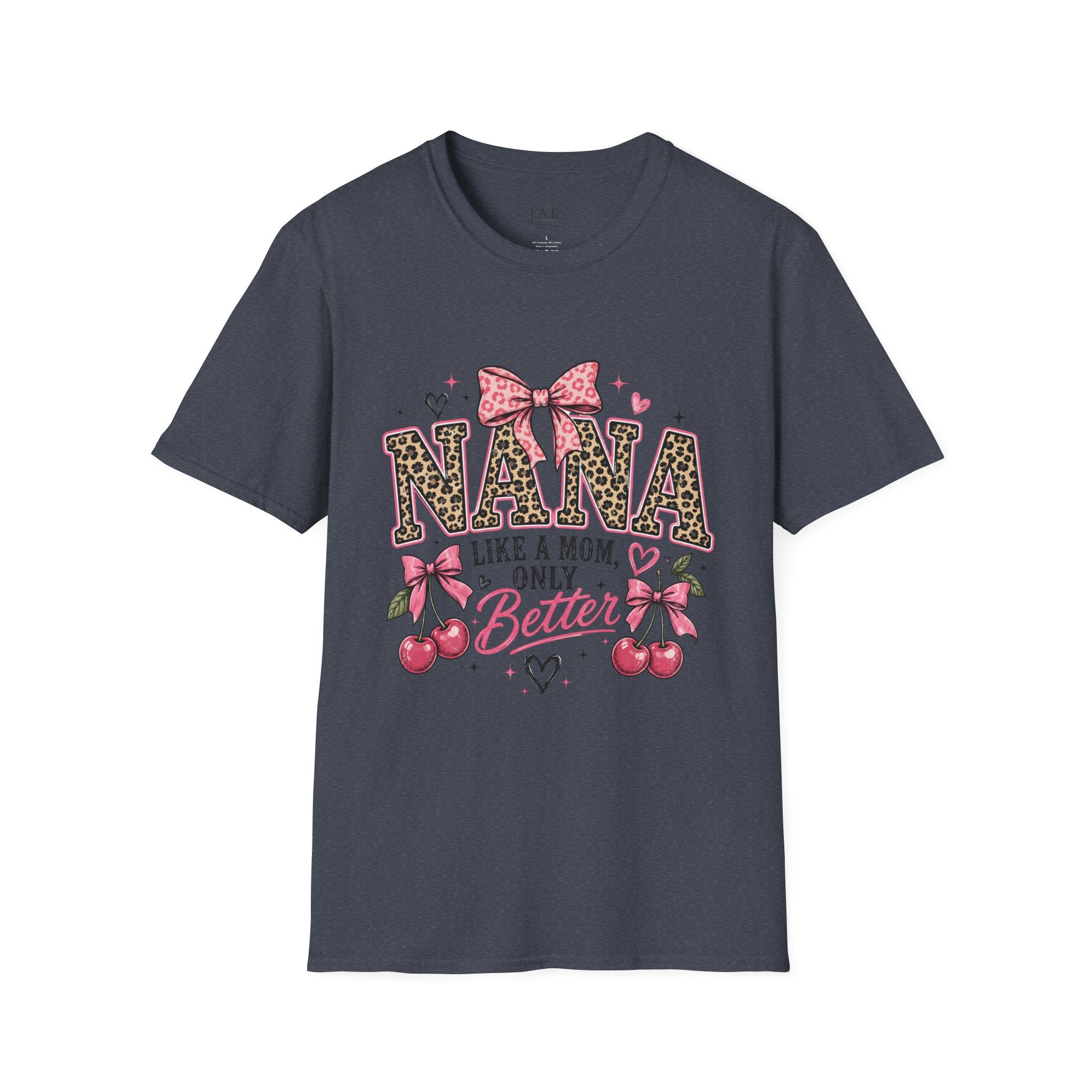 Leopard Print NANA with Pink Bow T-Shirt | Grandma Mom Love