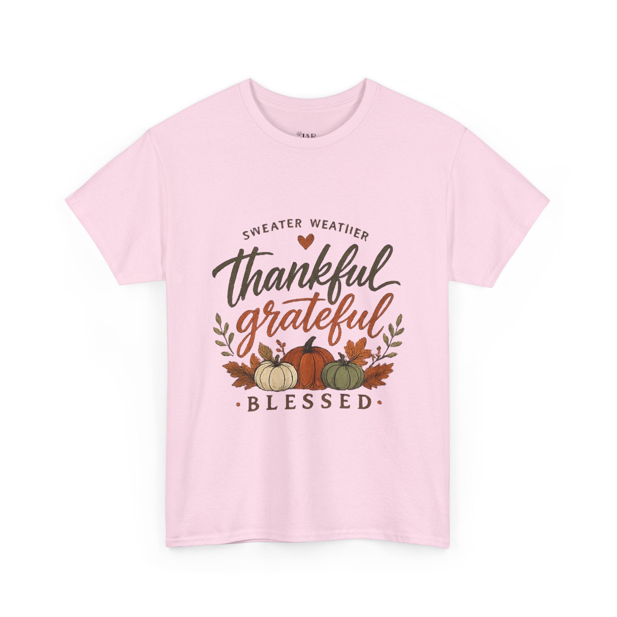 Fall Thankful Grateful Blessed T-Shirt — Pumpkin Autumn Thanksgiving Tee