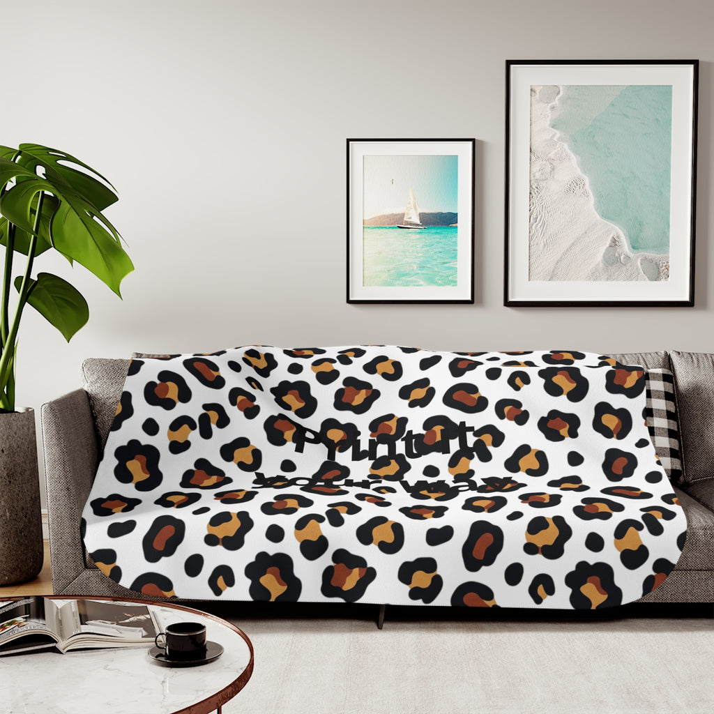Leopard Print Sherpa Blanket | Animal Print Cozy Throw