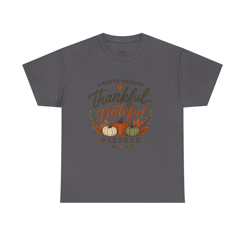 Thankful Grateful Blessed Fall Tee — Pumpkin Autumn Thanksgiving T-Shirt