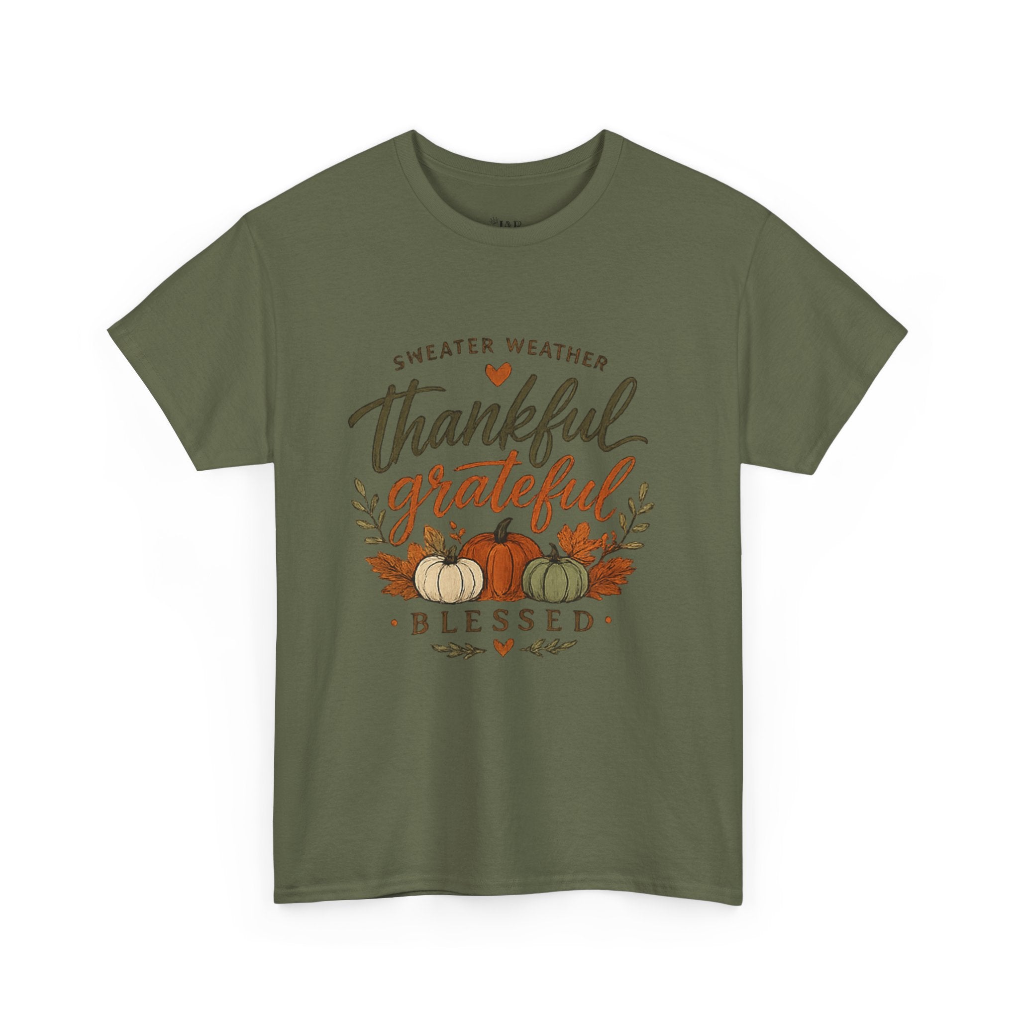 Thankful Grateful Blessed Fall Tee — Pumpkin Autumn Thanksgiving T-Shirt