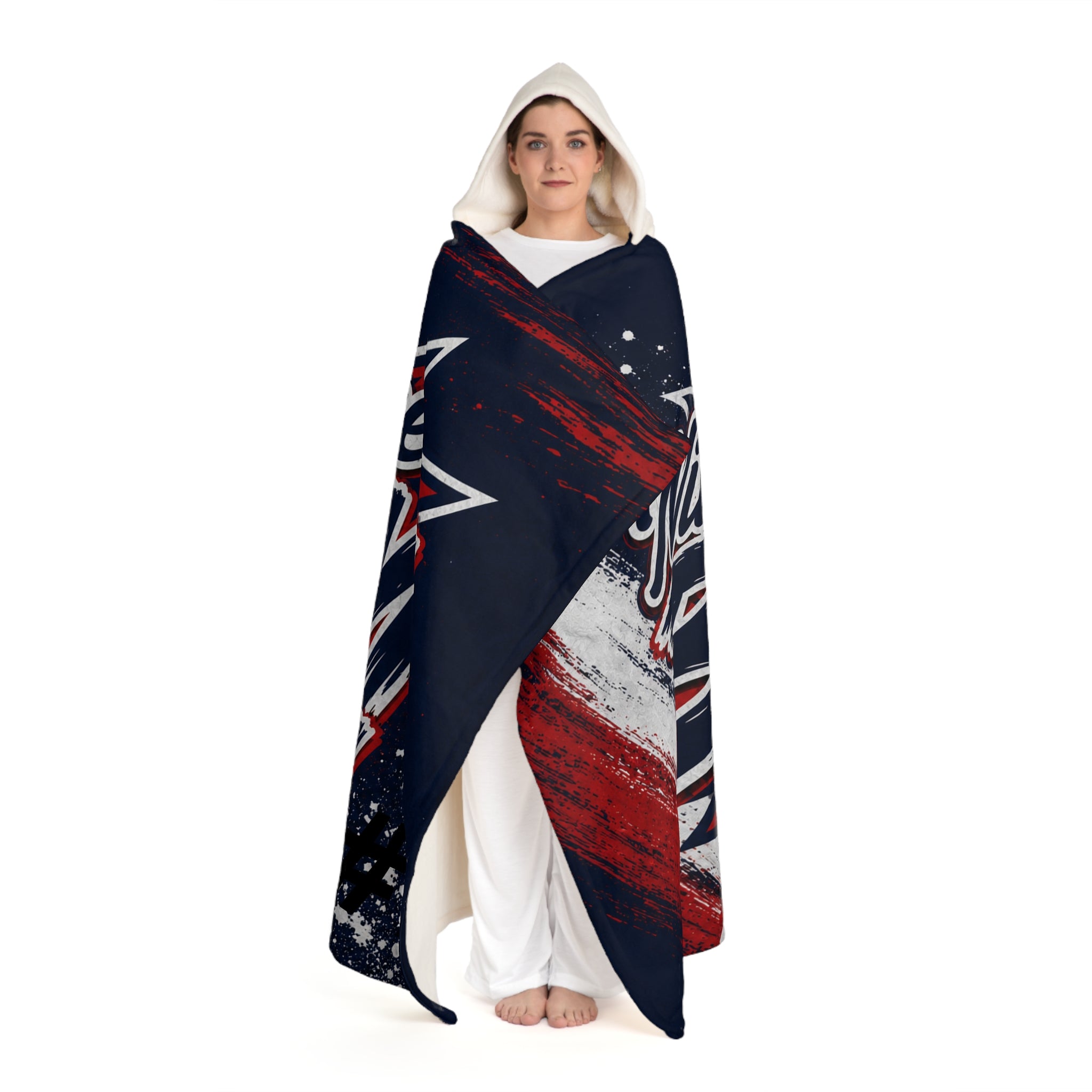Boom Mom Hooded Sherpa Blanket — Cozy Patriotic Fleece Throw