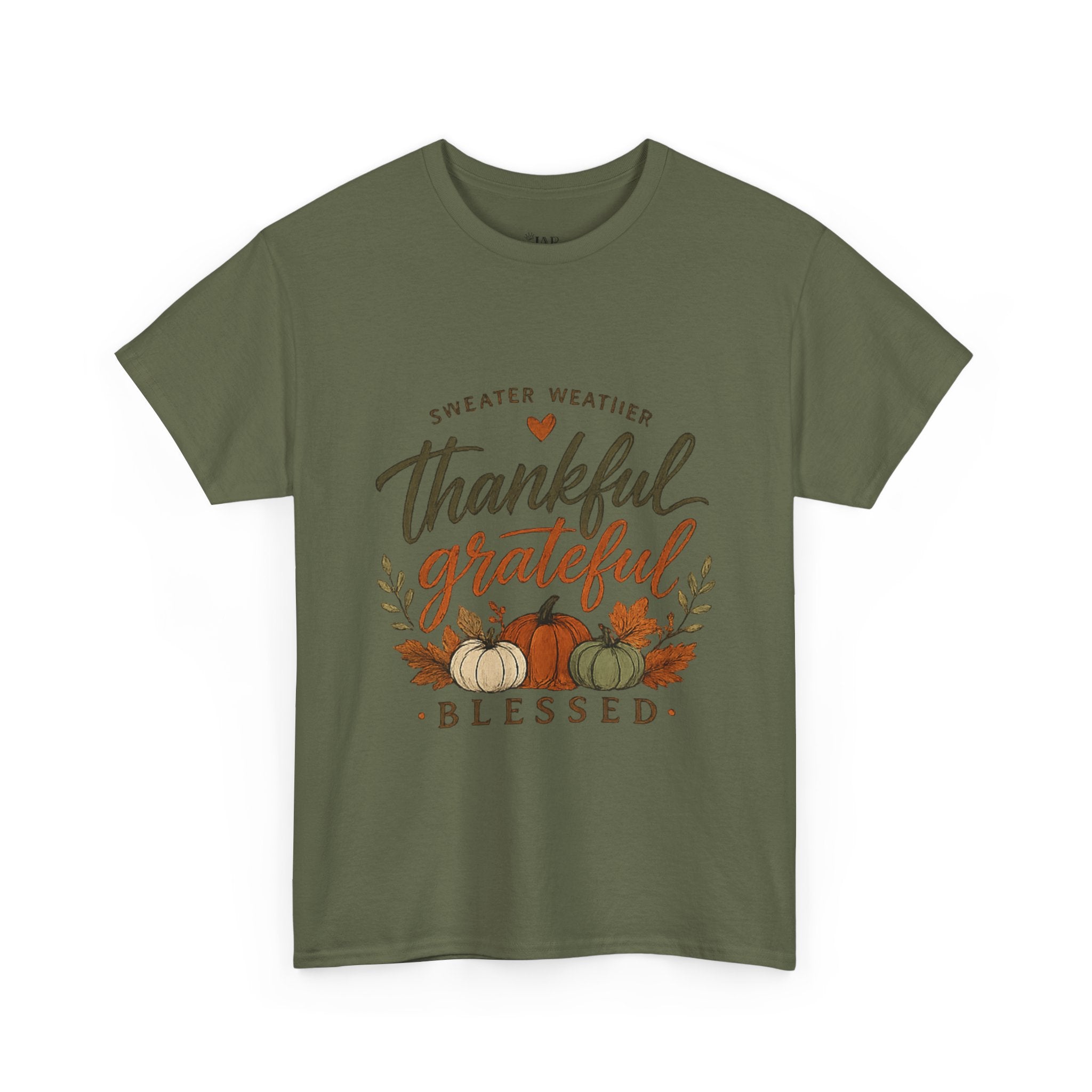 Fall Thankful Grateful Blessed T-Shirt — Pumpkin Autumn Thanksgiving Tee