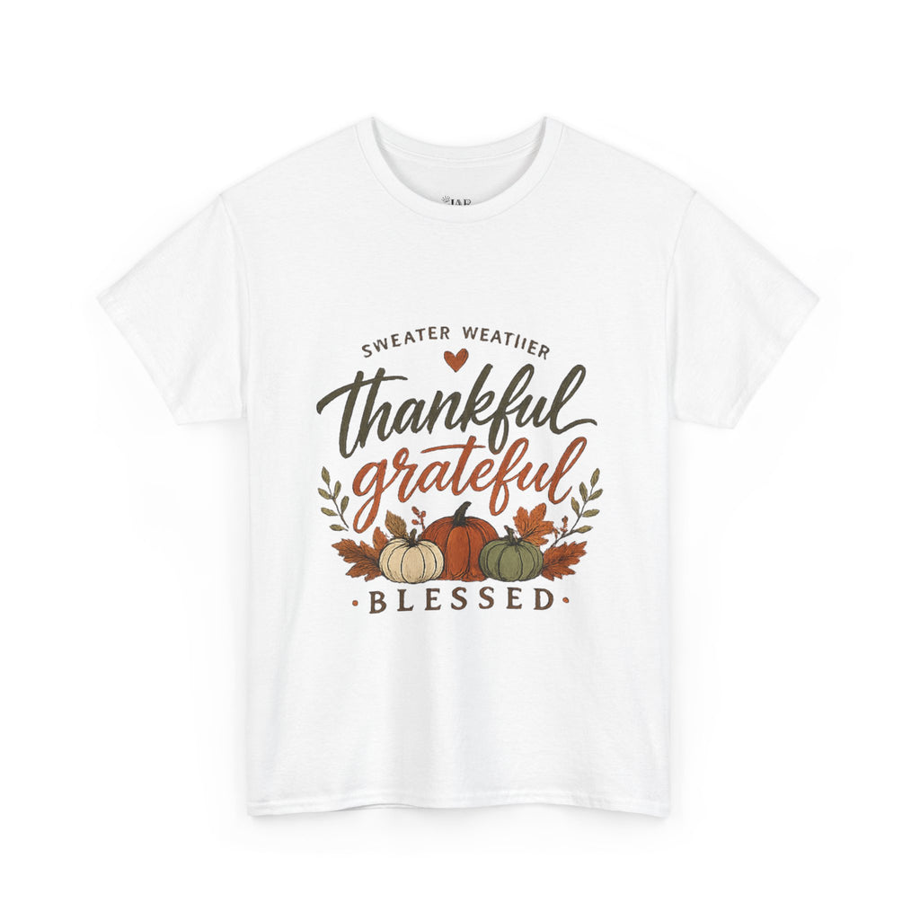 Fall Thankful Grateful Blessed T-Shirt — Pumpkin Autumn Thanksgiving Tee