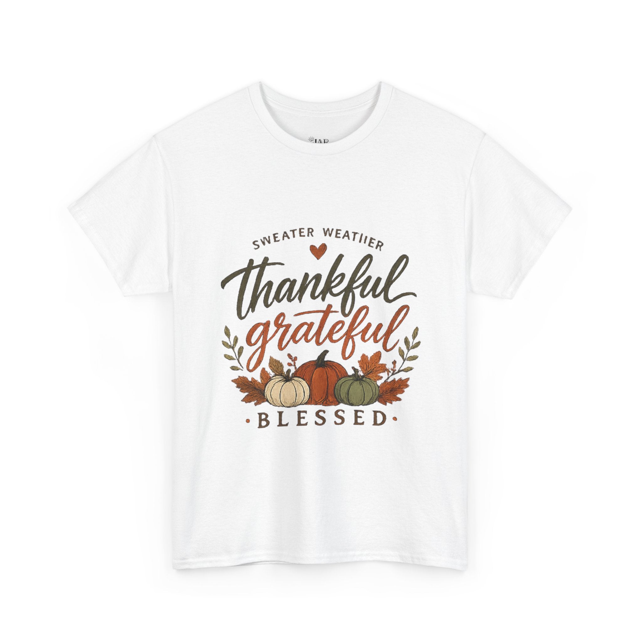 Fall Thankful Grateful Blessed T-Shirt — Pumpkin Autumn Thanksgiving Tee