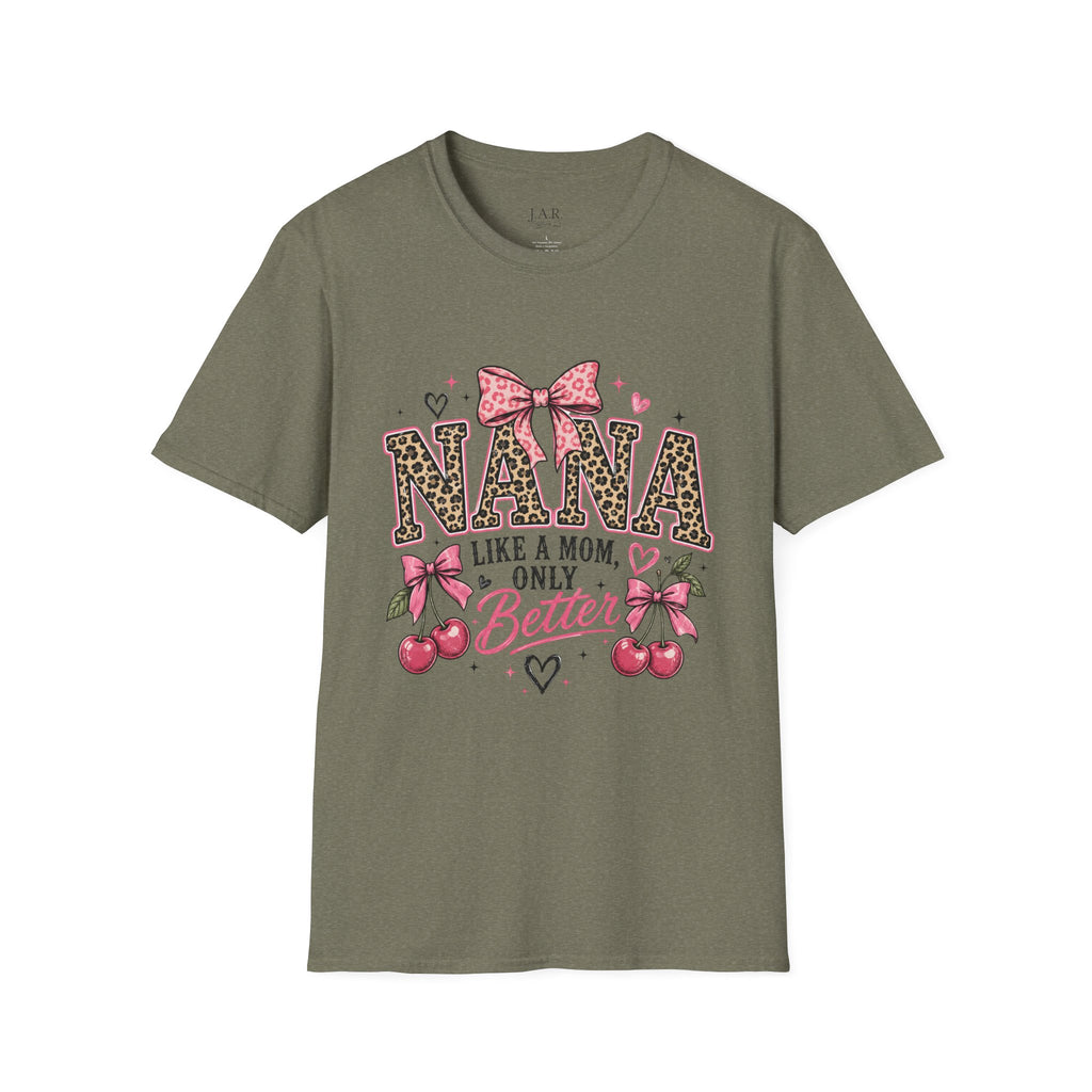 Leopard Print NANA with Pink Bow T-Shirt | Grandma Mom Love