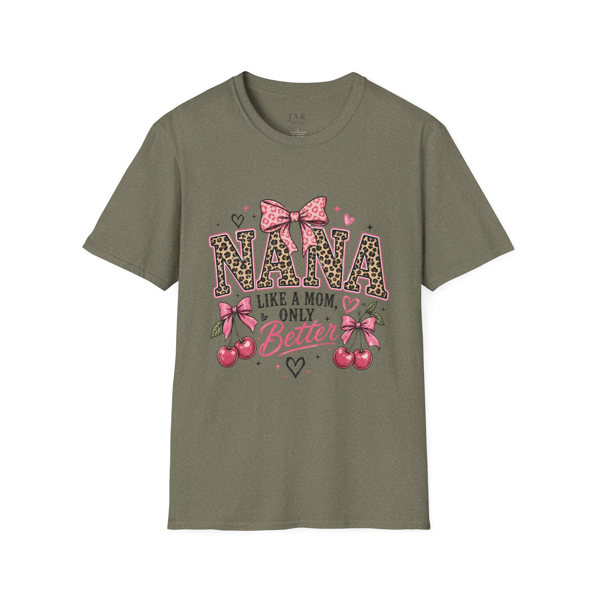 Leopard Print NANA with Pink Bow T-Shirt | Grandma Mom Love