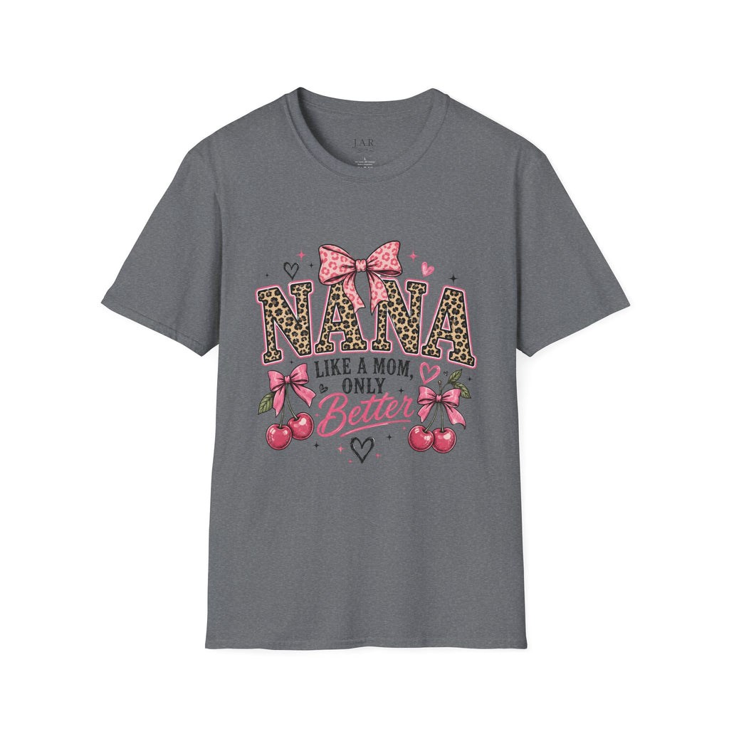 Leopard Print NANA with Pink Bow T-Shirt | Grandma Mom Love