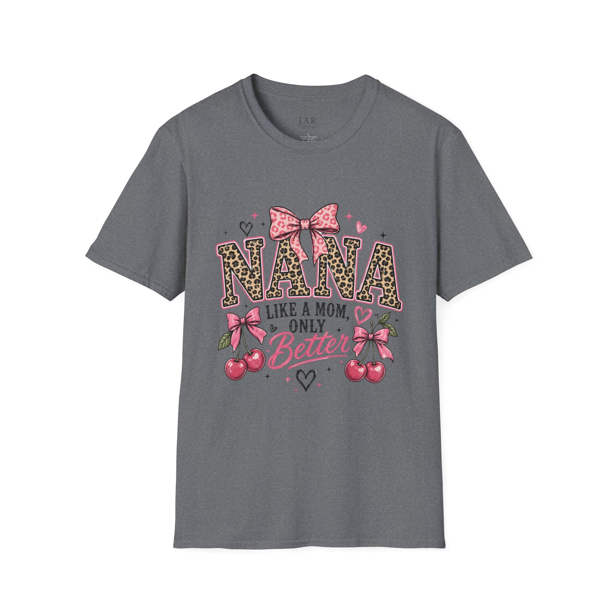 Leopard Print NANA with Pink Bow T-Shirt | Grandma Mom Love
