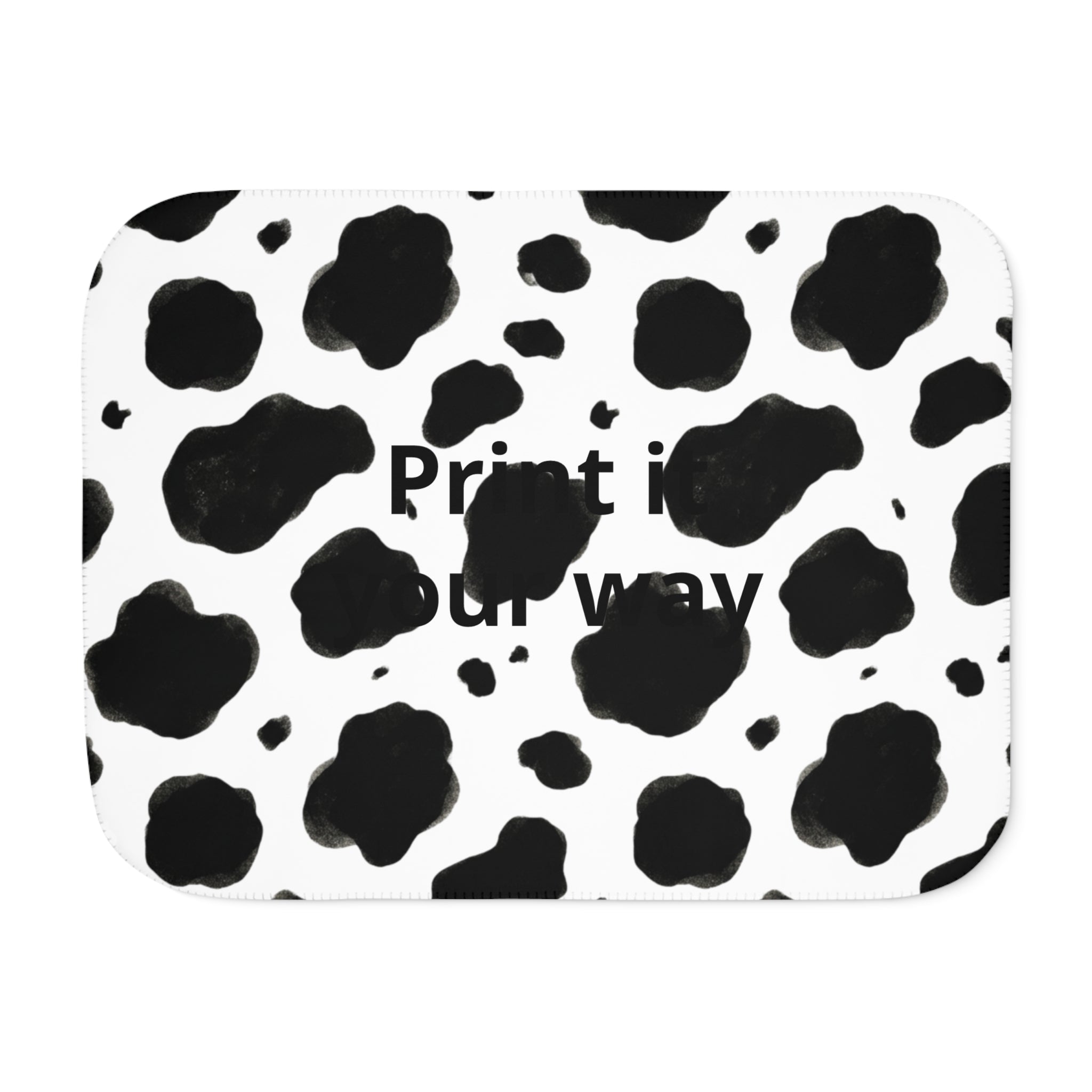 Cow Print Sherpa Blanket | Black White Animal Pattern, Cozy Throw