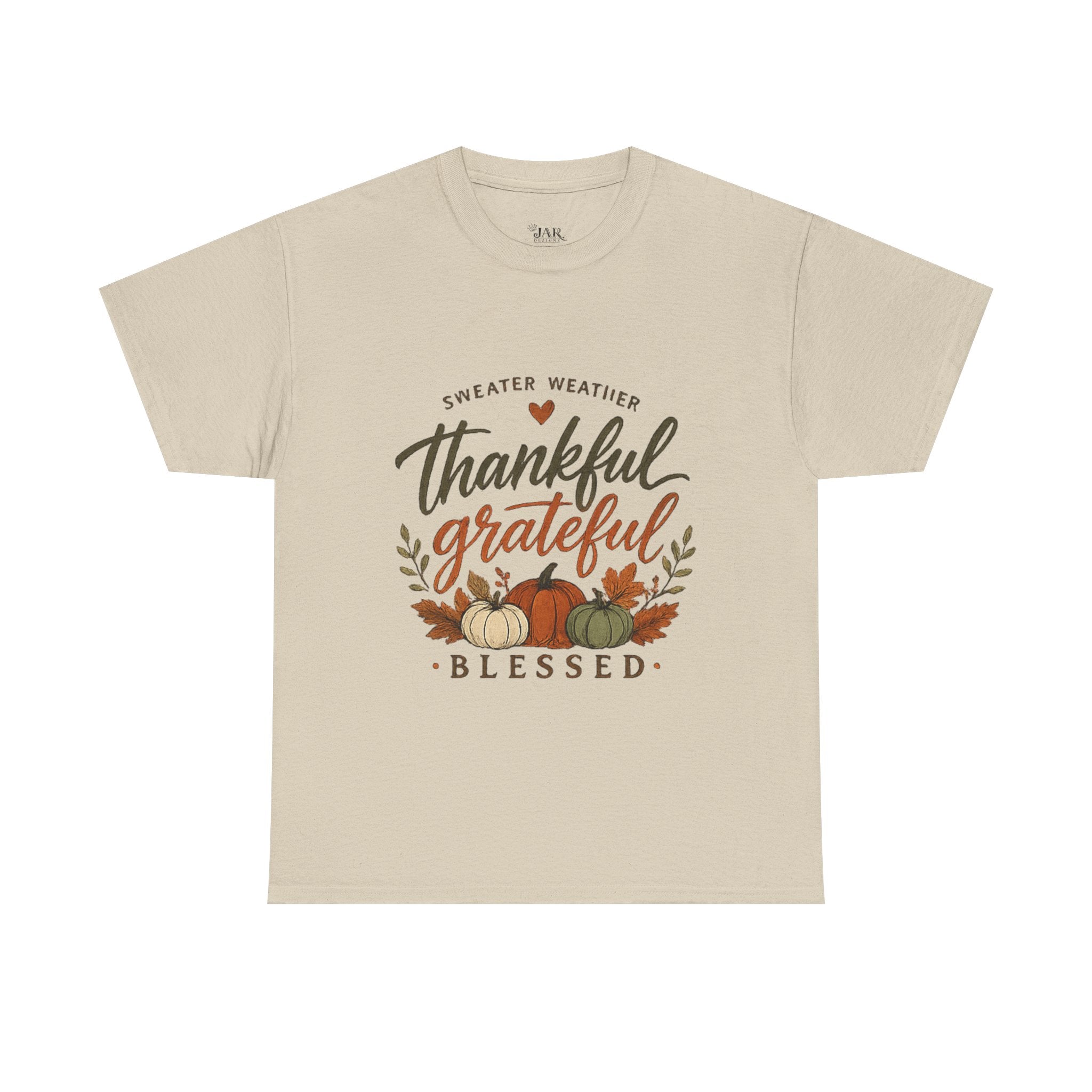 Fall Thankful Grateful Blessed T-Shirt — Pumpkin Autumn Thanksgiving Tee