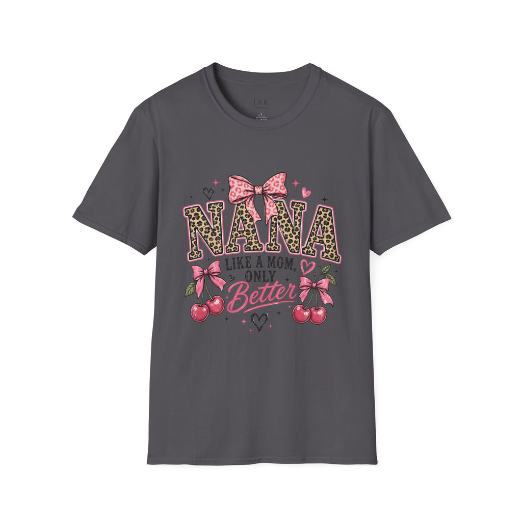 Leopard Print NANA with Pink Bow T-Shirt | Grandma Mom Love