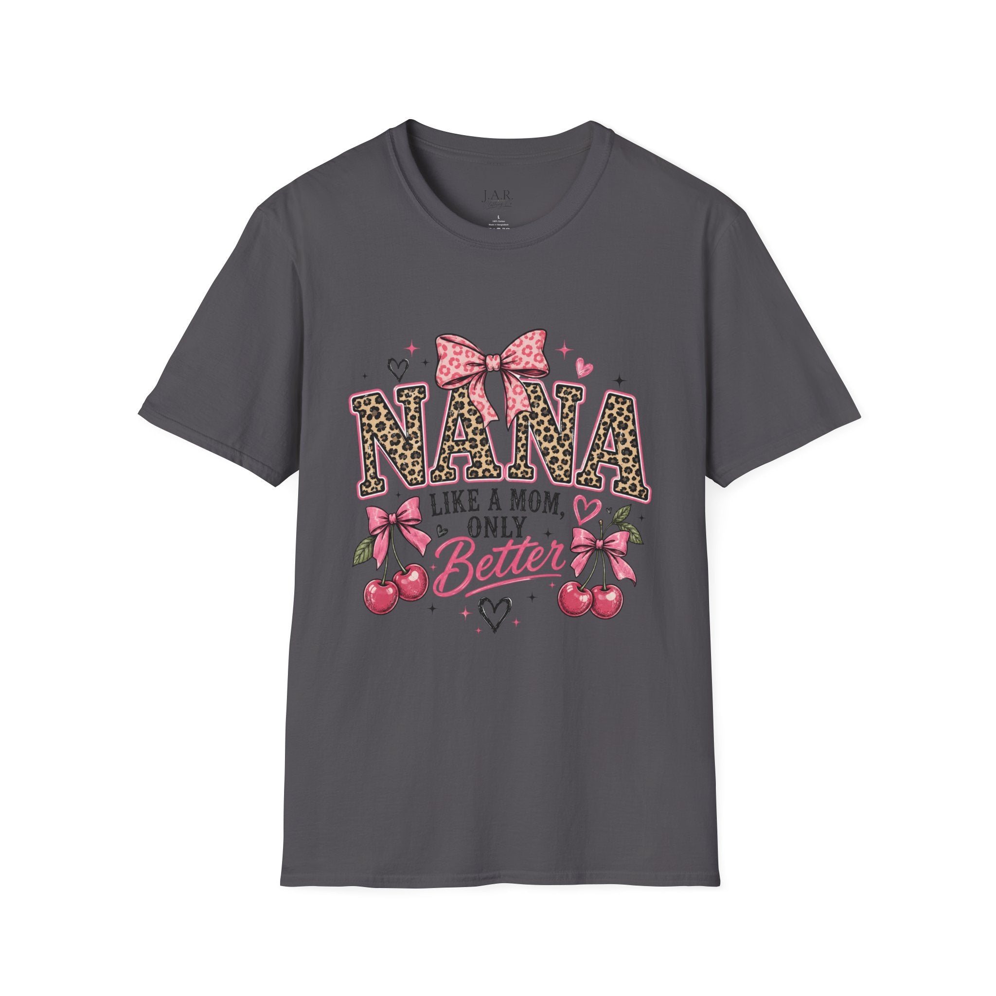 Leopard Print NANA with Pink Bow T-Shirt | Grandma Mom Love