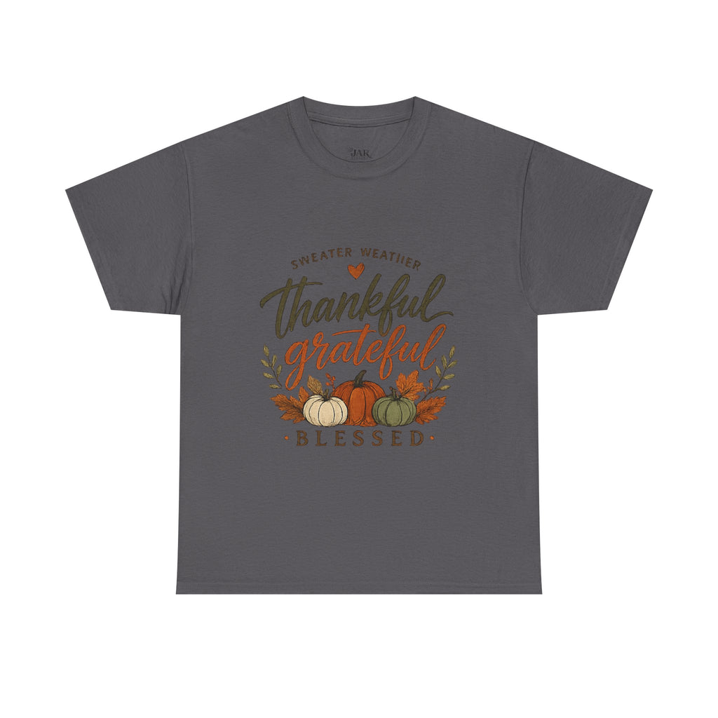 Fall Thankful Grateful Blessed T-Shirt — Pumpkin Autumn Thanksgiving Tee