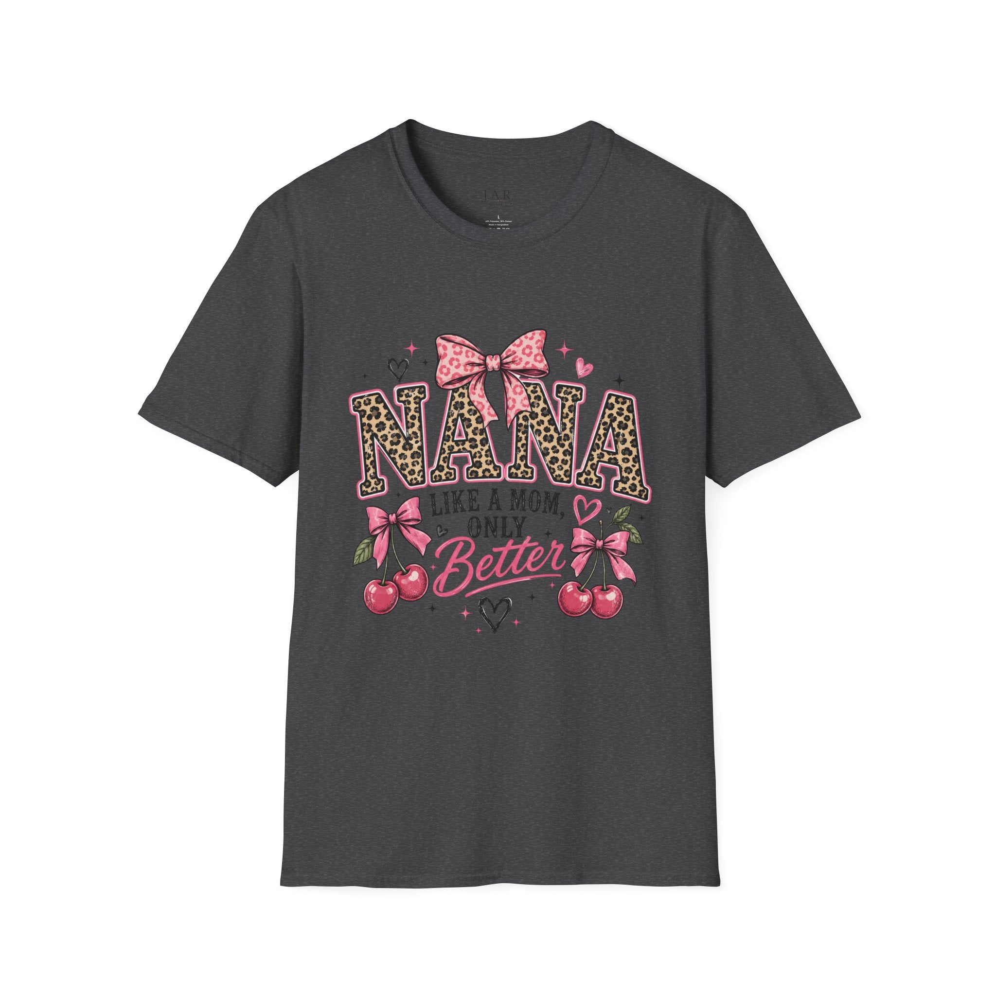 Leopard Print NANA with Pink Bow T-Shirt | Grandma Mom Love