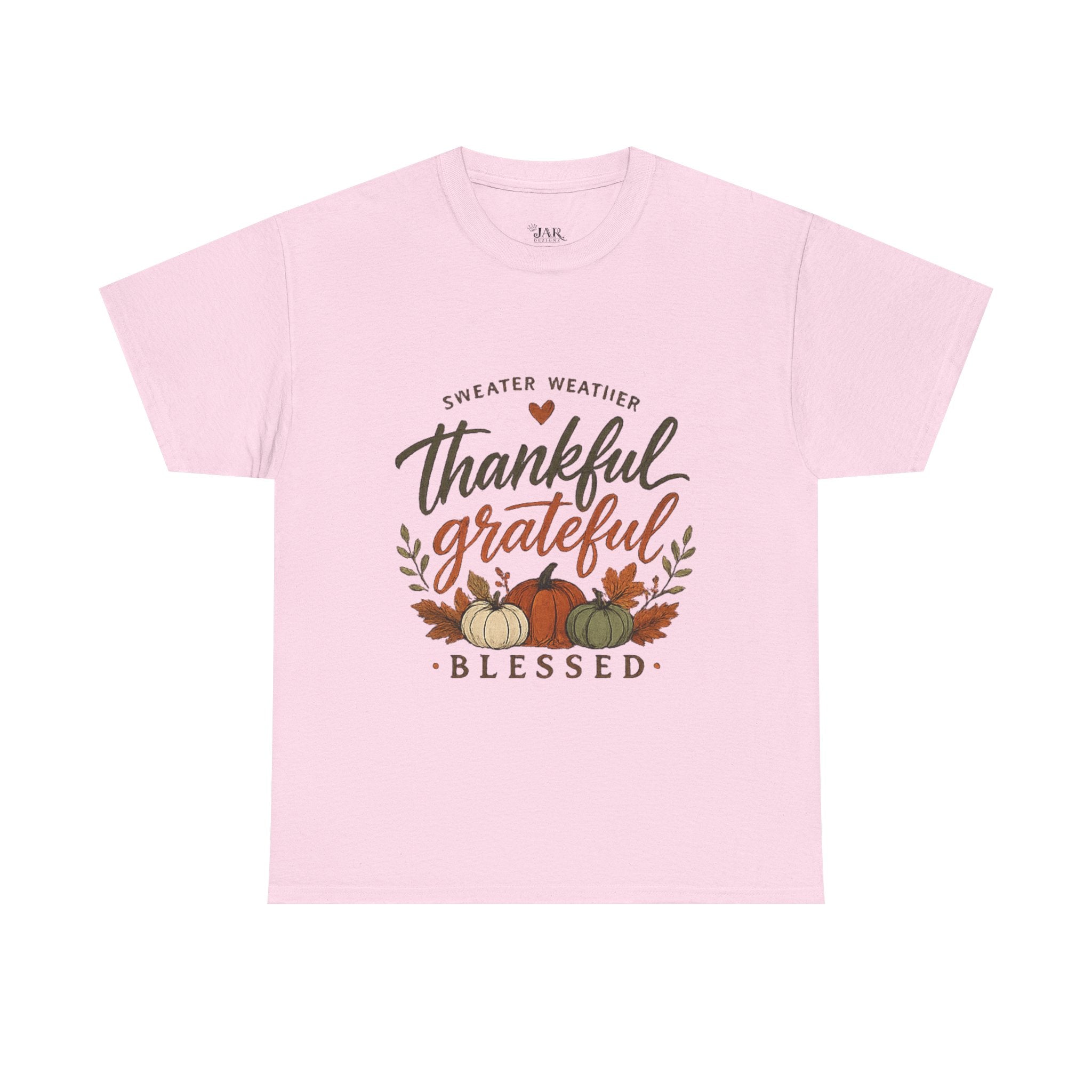 Fall Thankful Grateful Blessed T-Shirt — Pumpkin Autumn Thanksgiving Tee