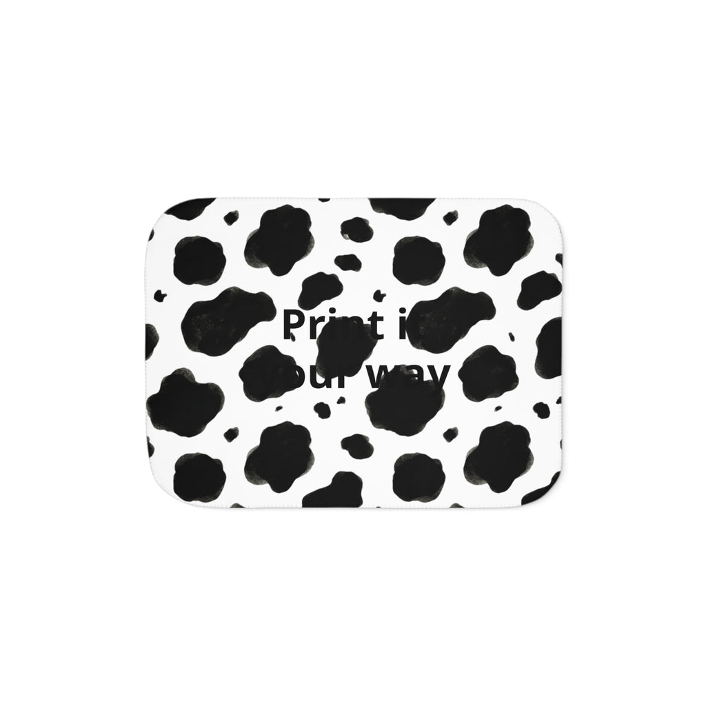Cow Print Sherpa Blanket | Black White Animal Pattern, Cozy Throw