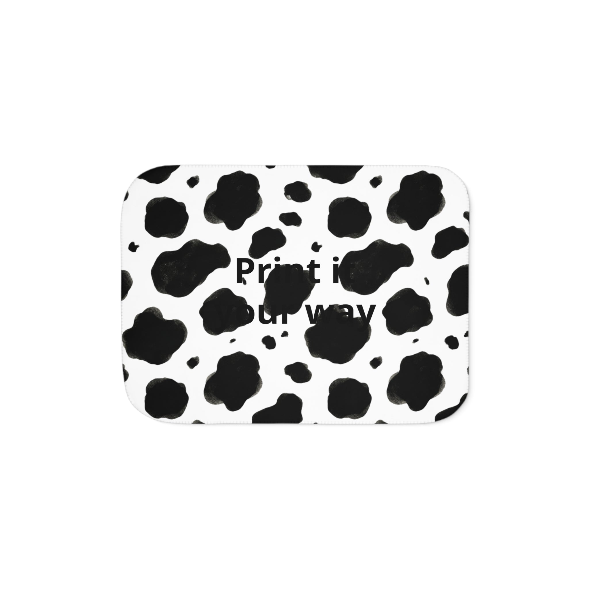 Cow Print Sherpa Blanket | Black White Animal Pattern, Cozy Throw