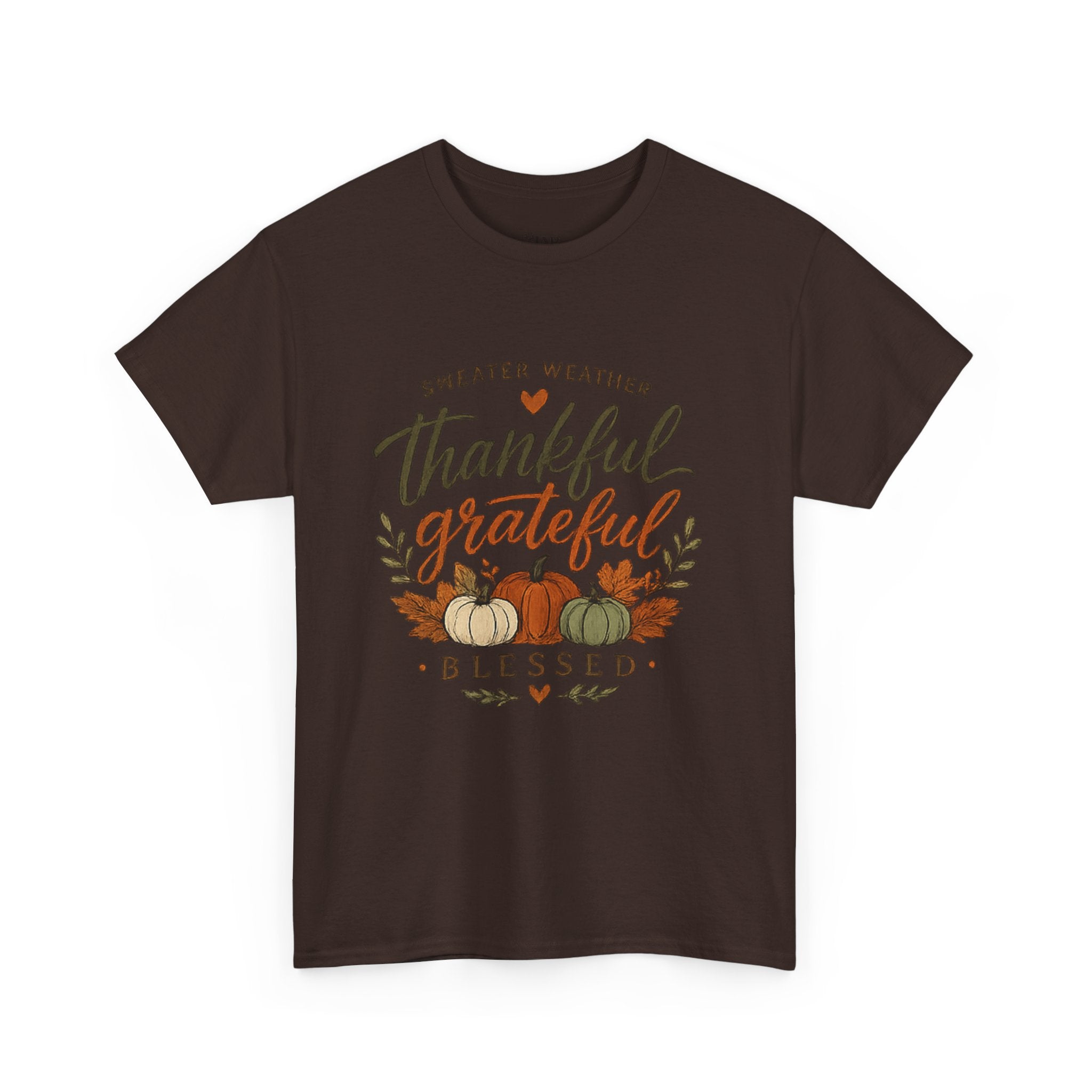 Thankful Grateful Blessed Fall Tee — Pumpkin Autumn Thanksgiving T-Shirt