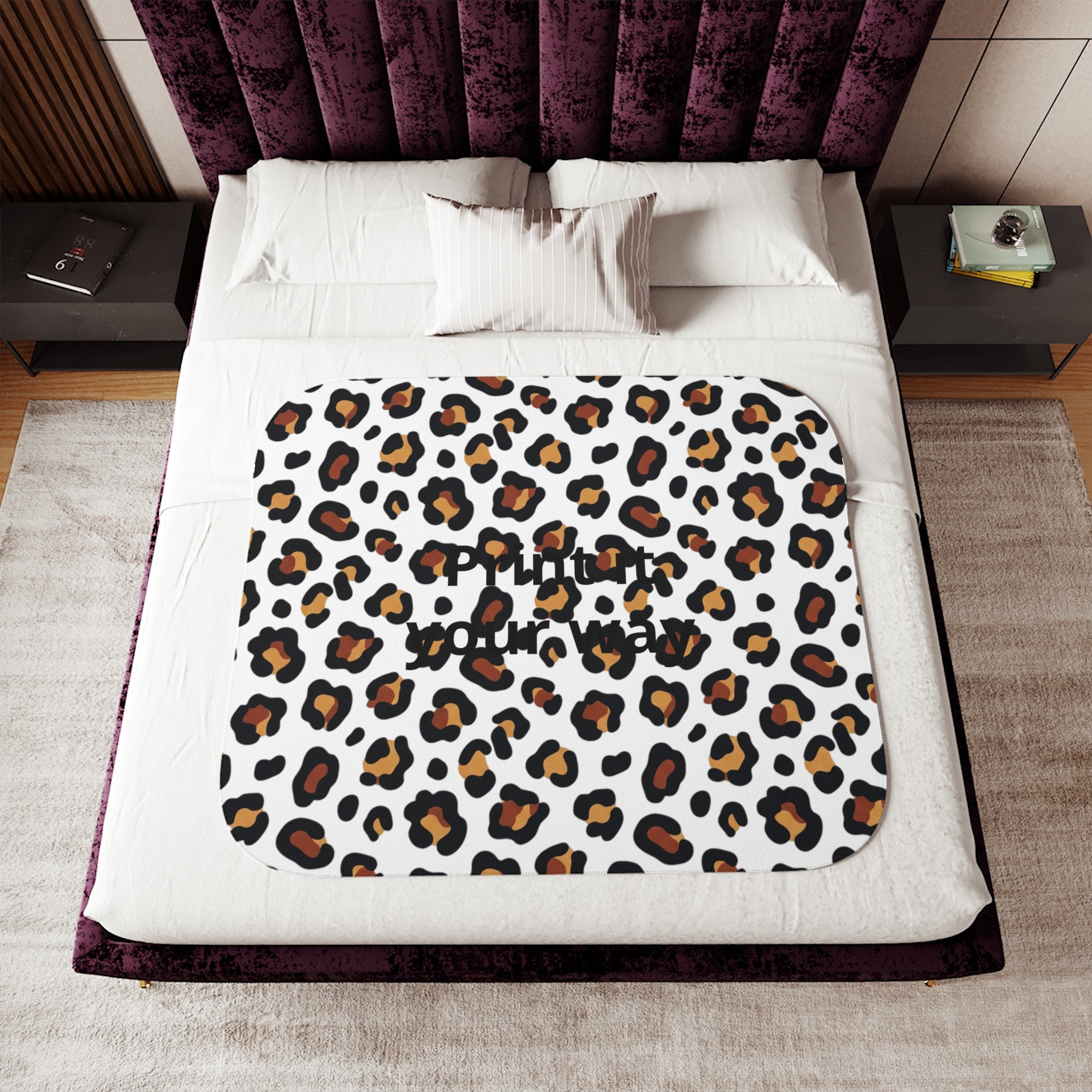 Leopard Print Sherpa Blanket | Animal Print Cozy Throw