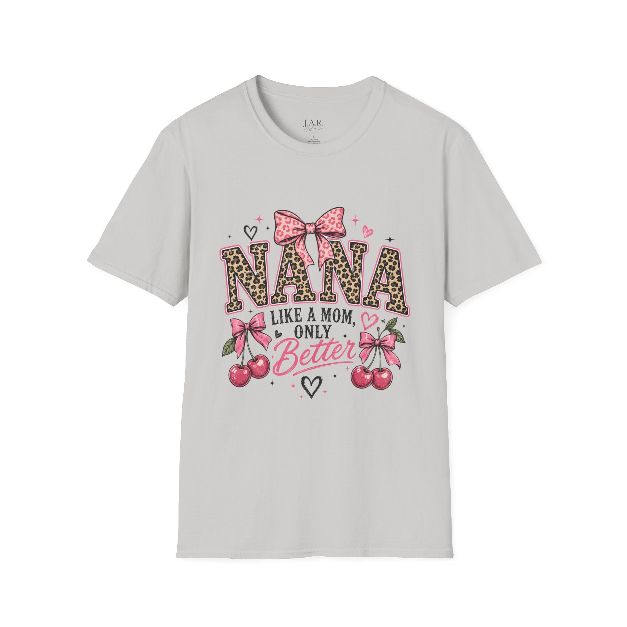 Leopard Print NANA with Pink Bow T-Shirt | Grandma Mom Love