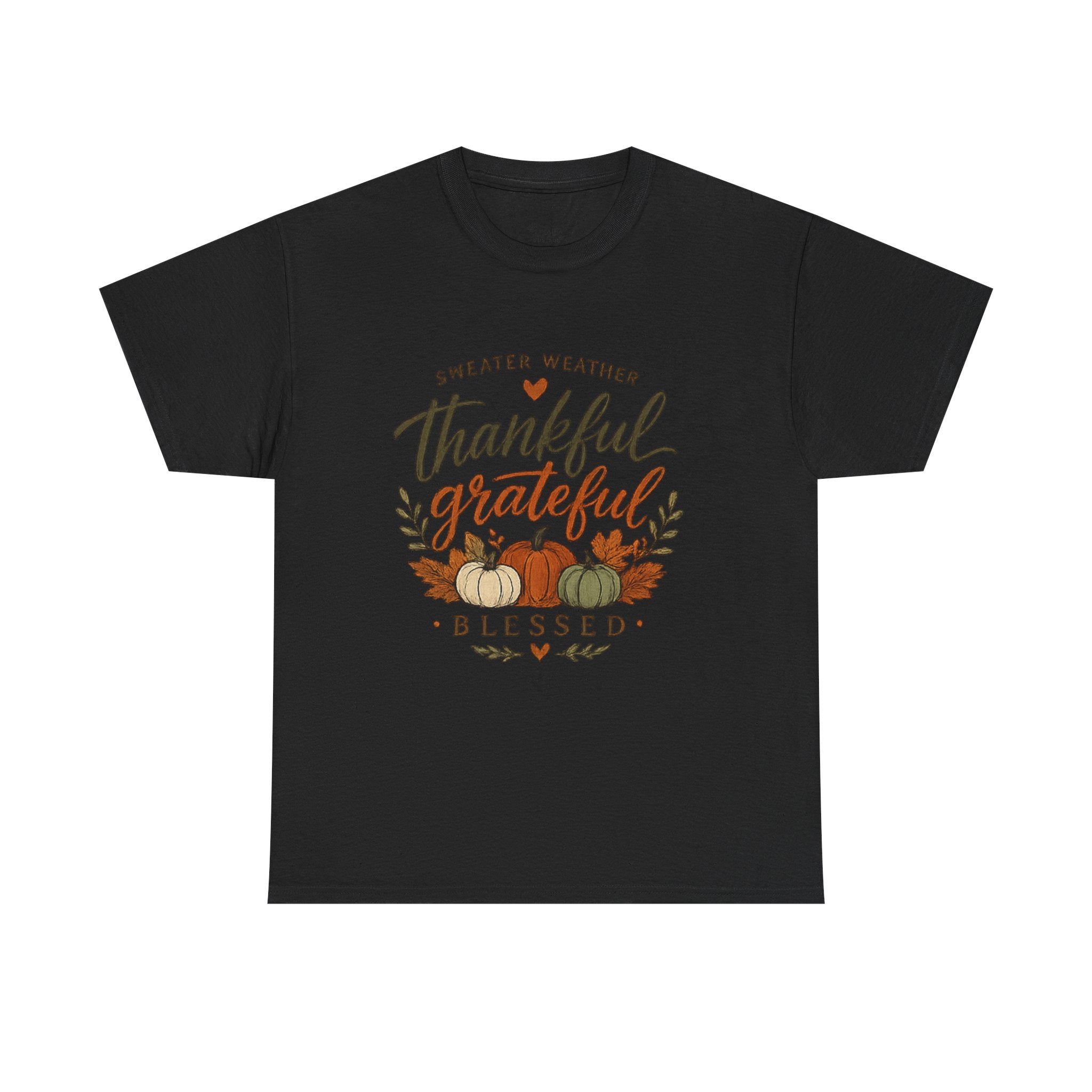 Thankful Grateful Blessed Fall Tee — Pumpkin Autumn Thanksgiving T-Shirt