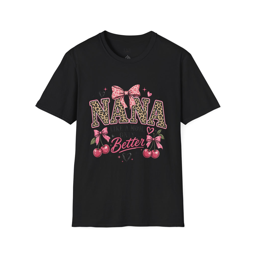 Leopard Print NANA with Pink Bow T-Shirt | Grandma Mom Love
