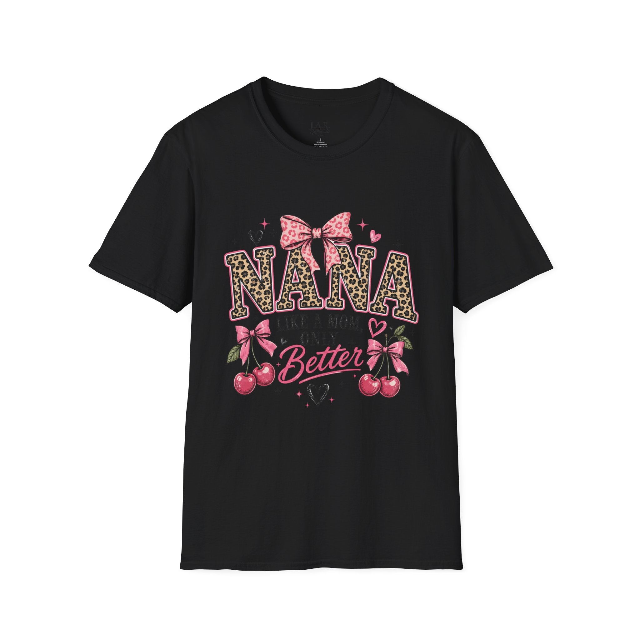 Leopard Print NANA with Pink Bow T-Shirt | Grandma Mom Love