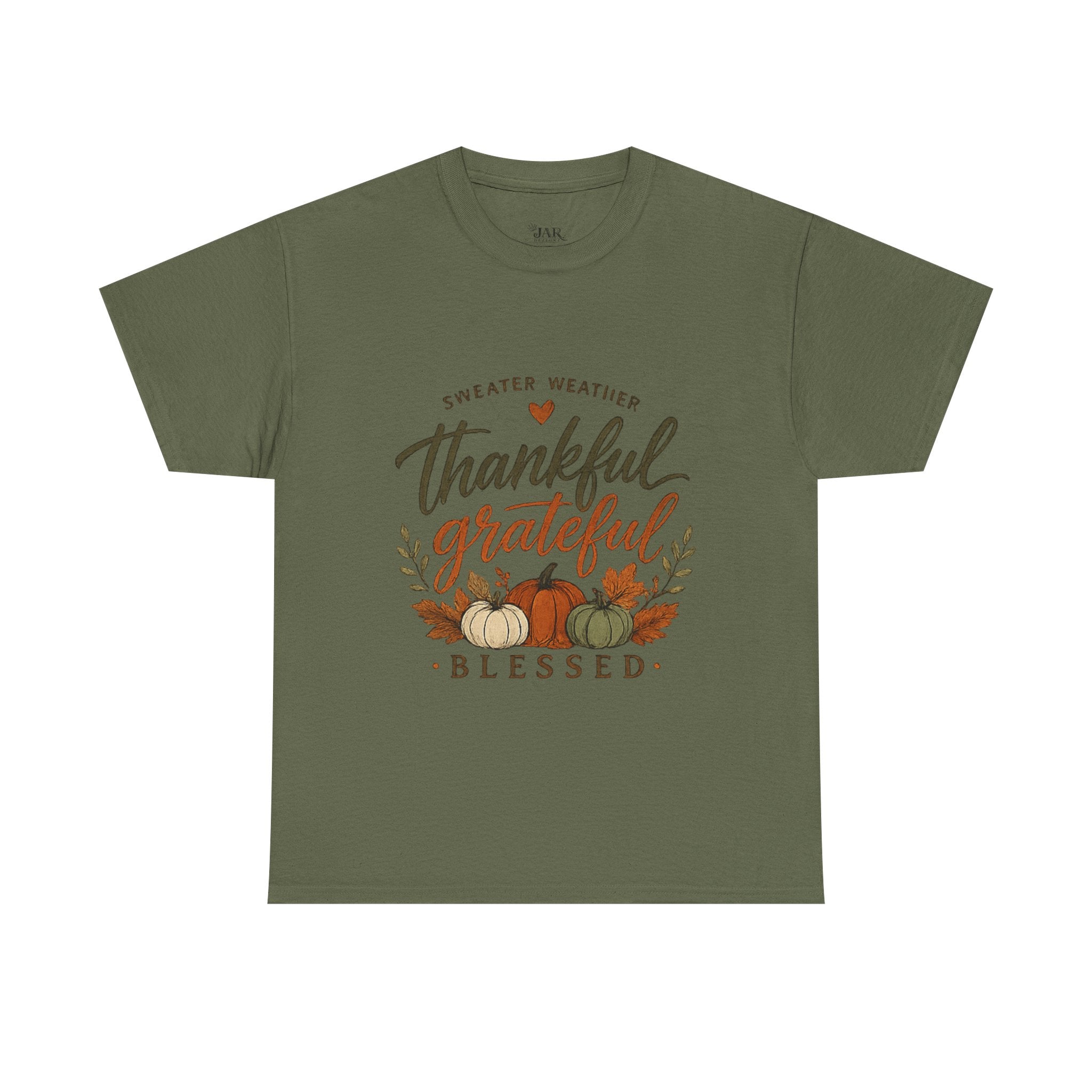 Fall Thankful Grateful Blessed T-Shirt — Pumpkin Autumn Thanksgiving Tee