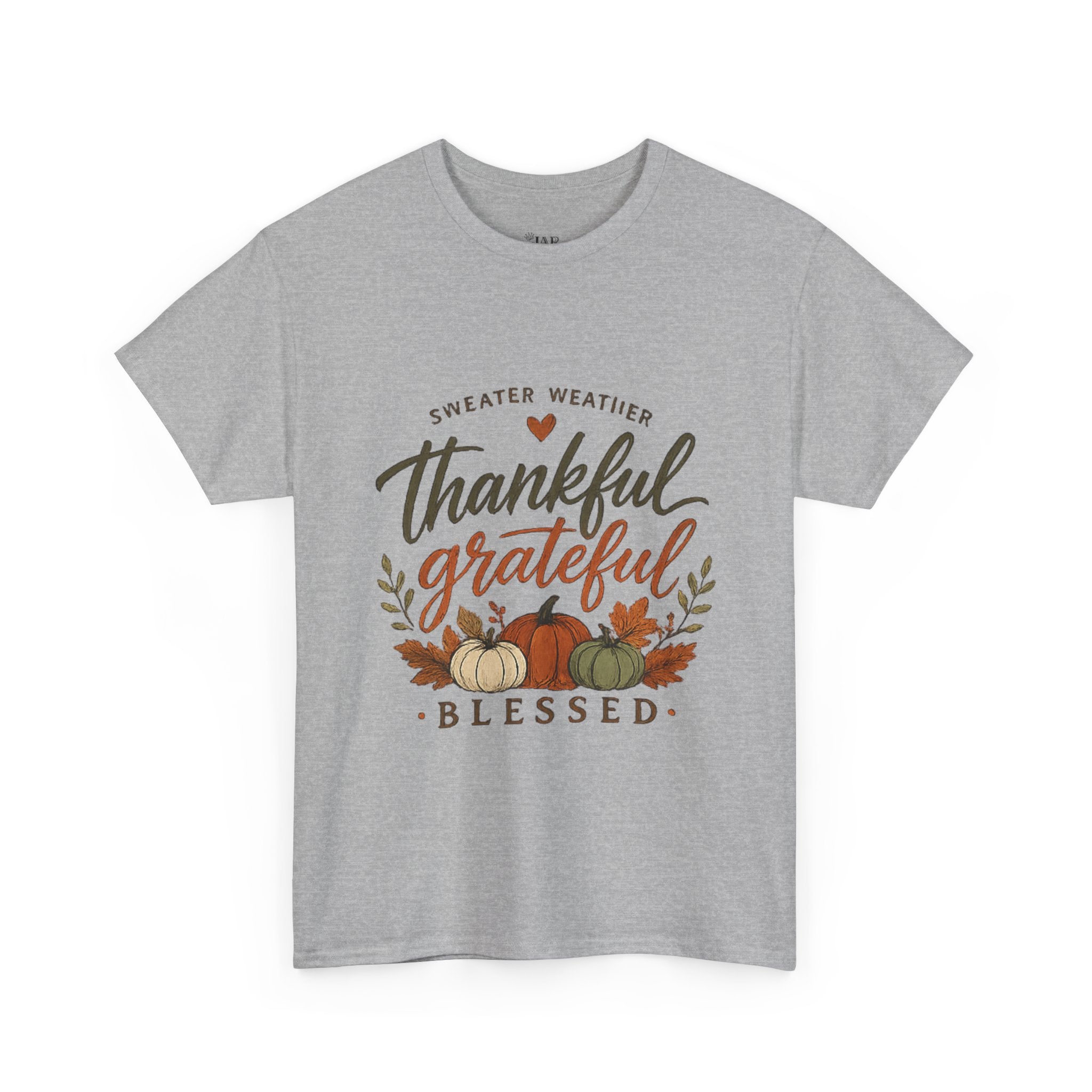 Fall Thankful Grateful Blessed T-Shirt — Pumpkin Autumn Thanksgiving Tee