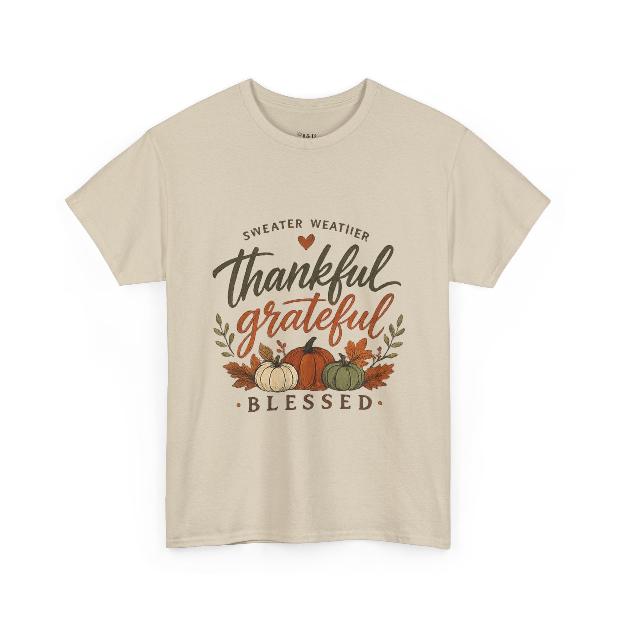 Fall Thankful Grateful Blessed T-Shirt — Pumpkin Autumn Thanksgiving Tee