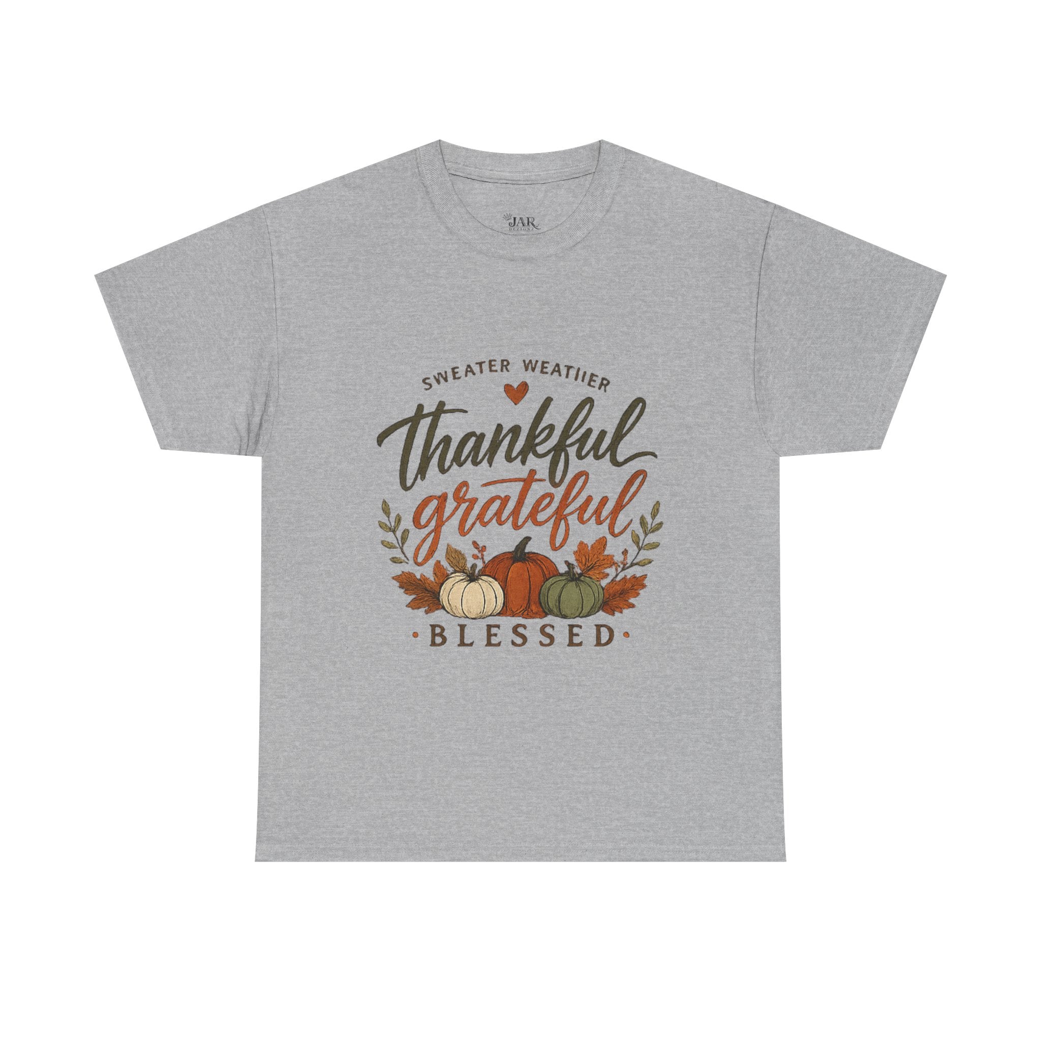 Fall Thankful Grateful Blessed T-Shirt — Pumpkin Autumn Thanksgiving Tee