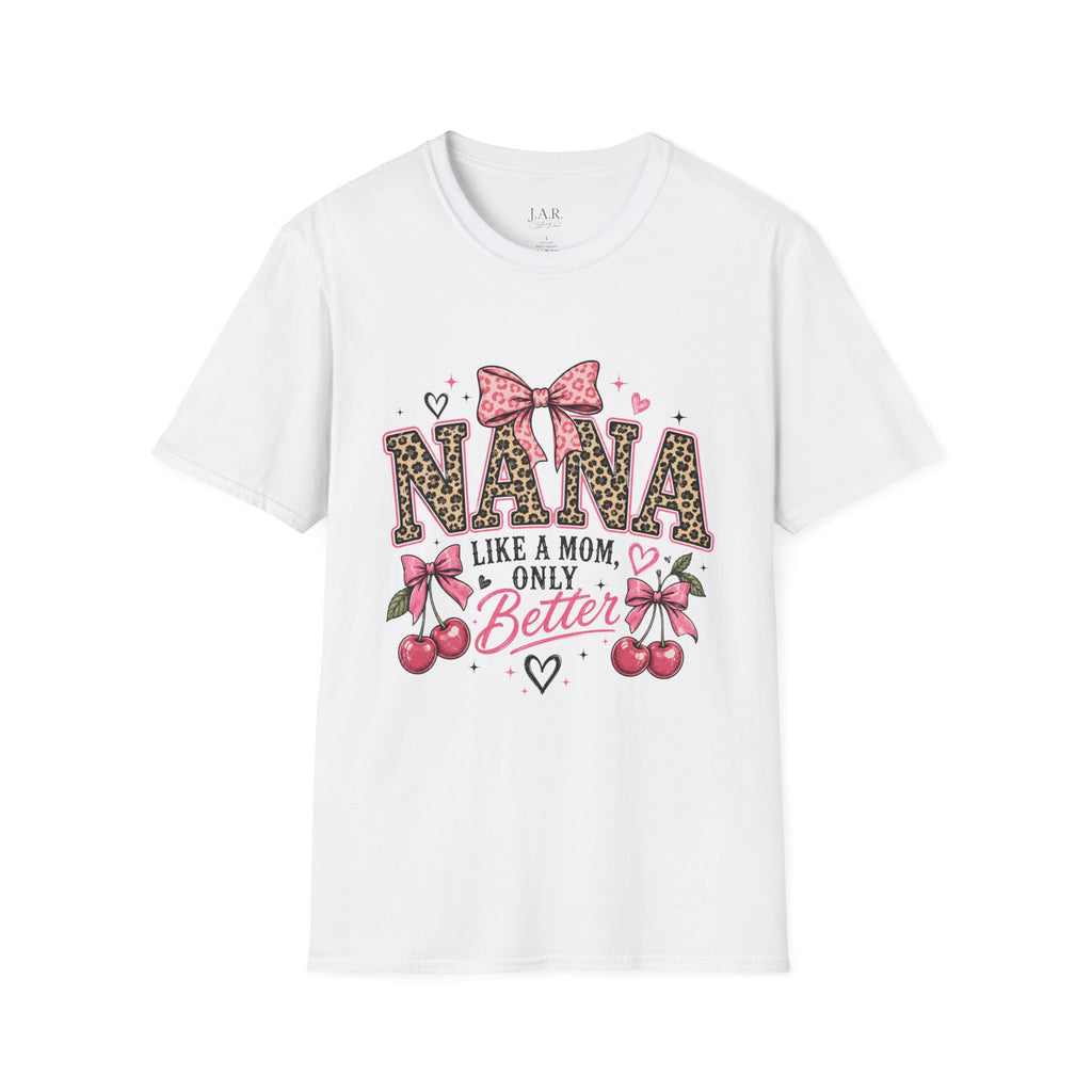 Leopard Print NANA with Pink Bow T-Shirt | Grandma Mom Love
