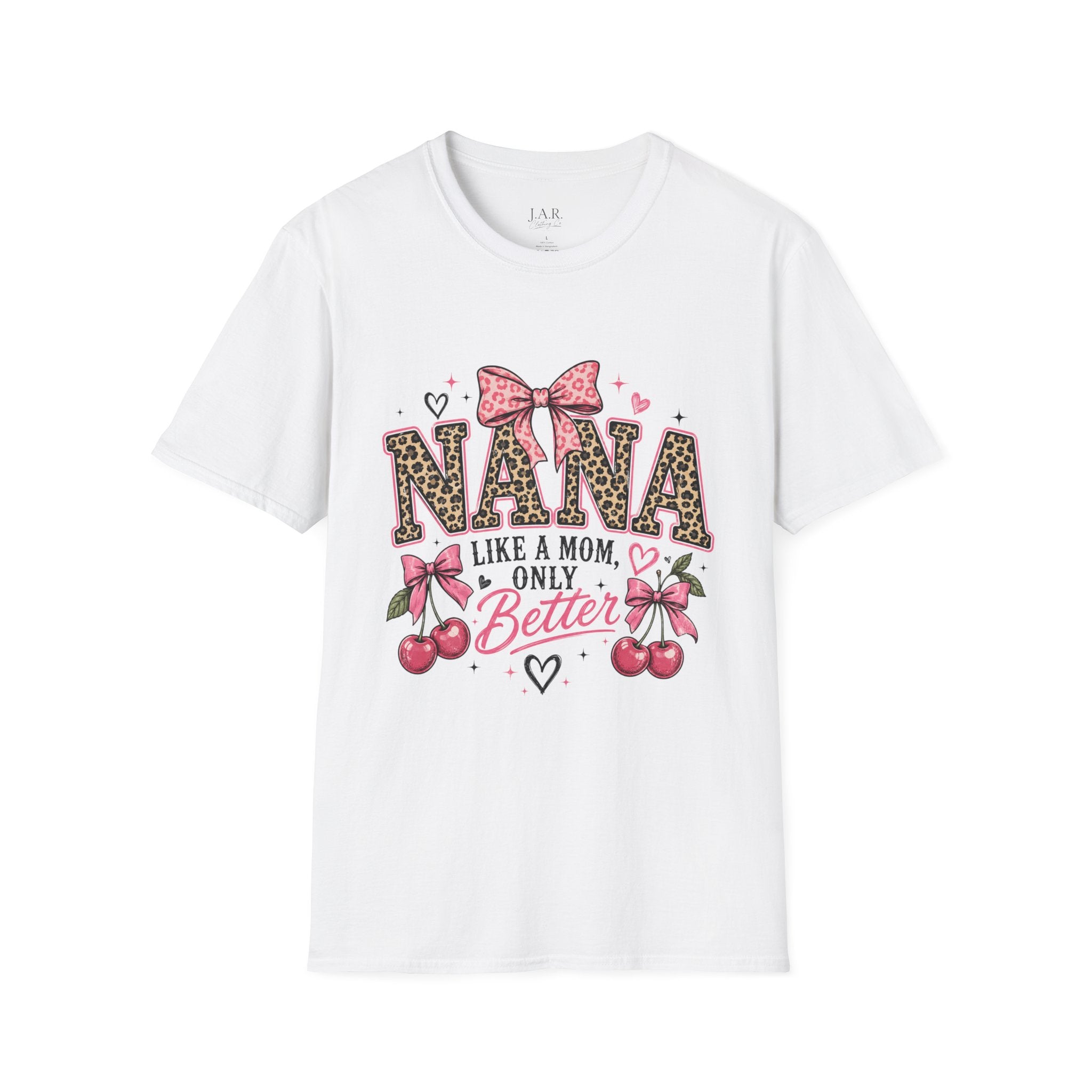 Leopard Print NANA with Pink Bow T-Shirt | Grandma Mom Love