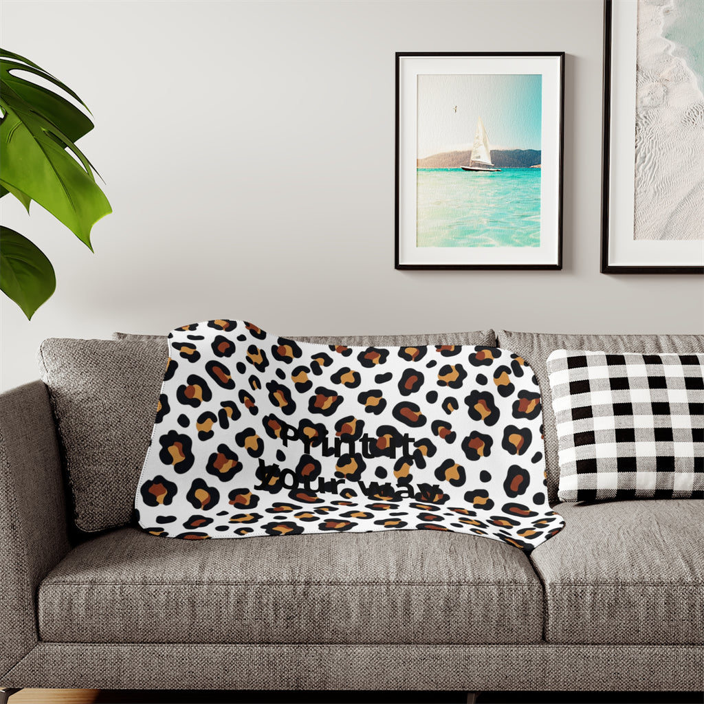 Leopard Print Sherpa Blanket | Animal Print Cozy Throw