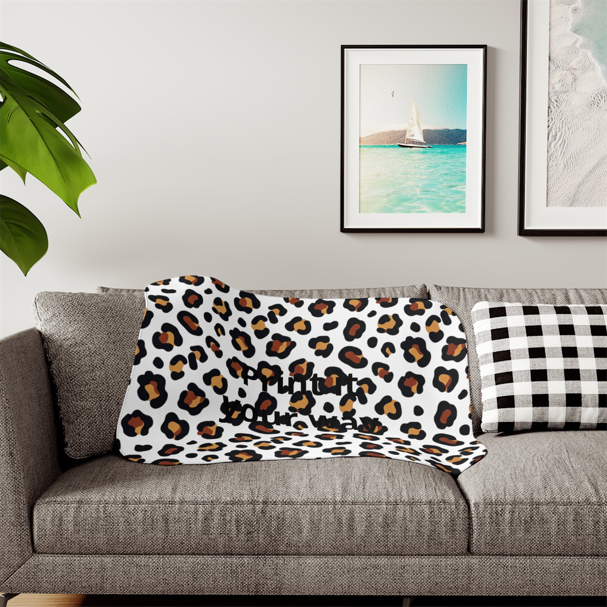Leopard Print Sherpa Blanket | Animal Print Cozy Throw