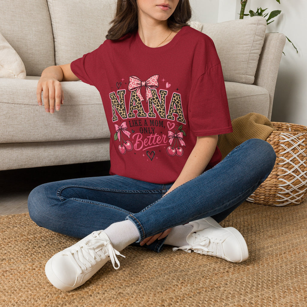 Leopard Print NANA with Pink Bow T-Shirt | Grandma Mom Love