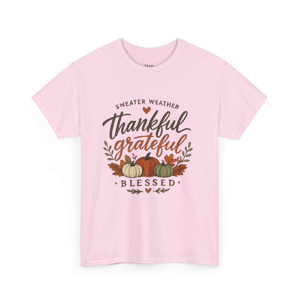 Thankful Grateful Blessed Fall Tee — Pumpkin Autumn Thanksgiving T-Shirt