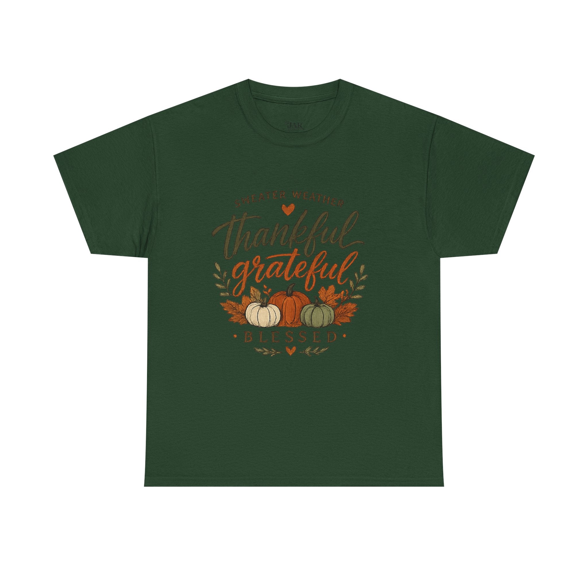Thankful Grateful Blessed Fall Tee — Pumpkin Autumn Thanksgiving T-Shirt